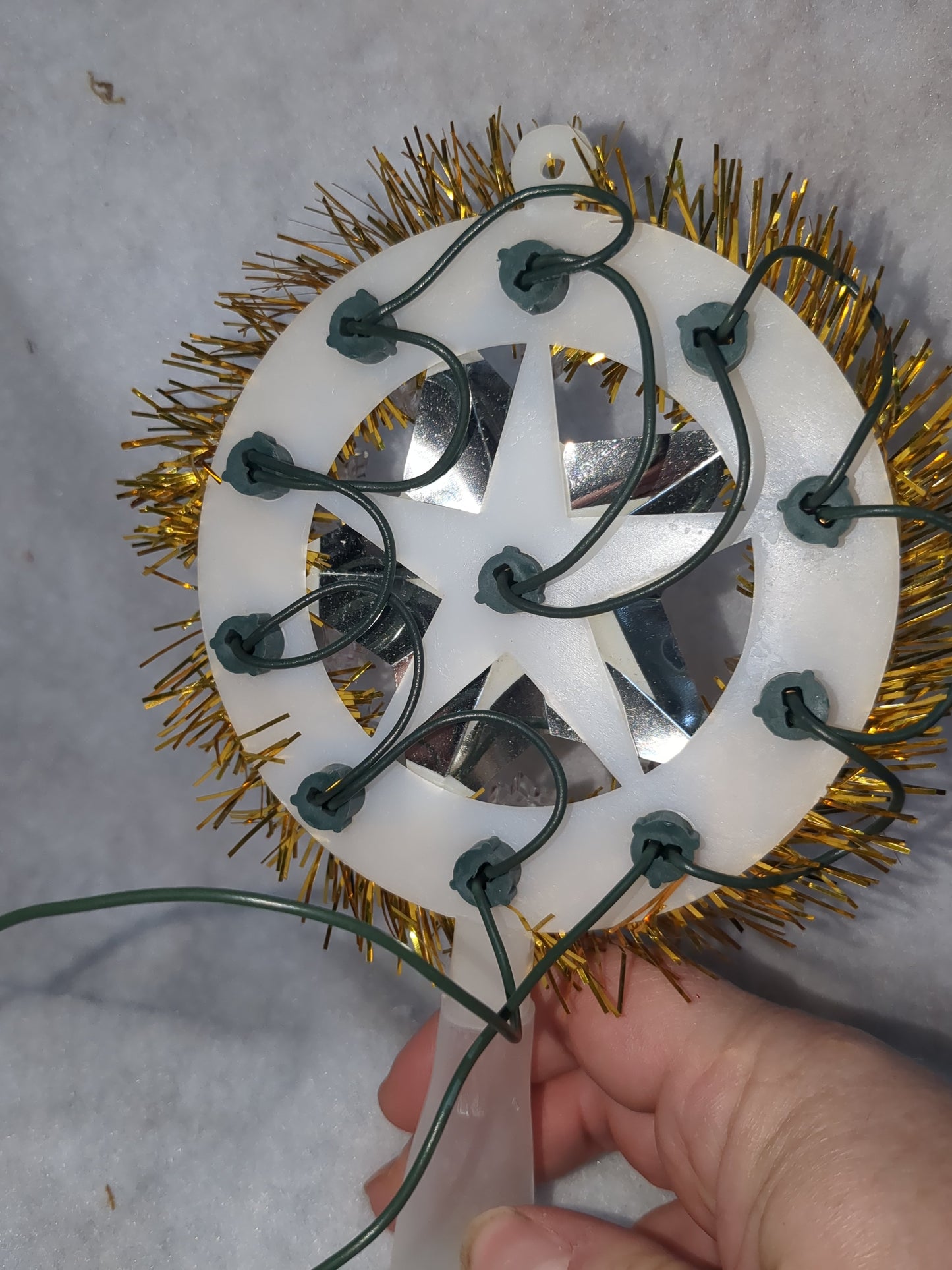 111 Vintage ALCO Gold Tinsel Star Mini Christmas Topper Original Box 11 Lights tt689
