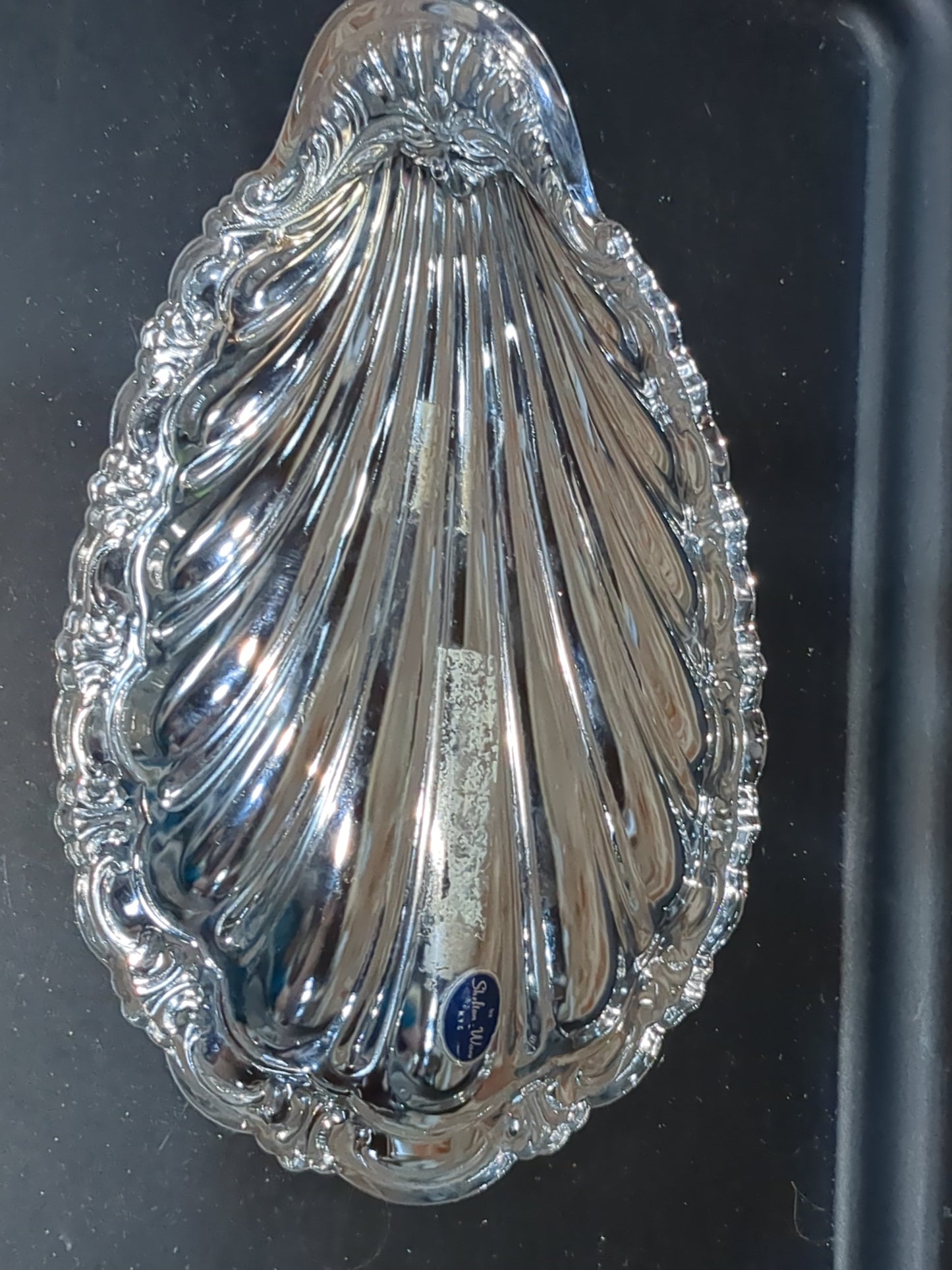 Vintage silverplated Shelton Ware Scalloped Serving Dish spoon rest trinket dish sil56
