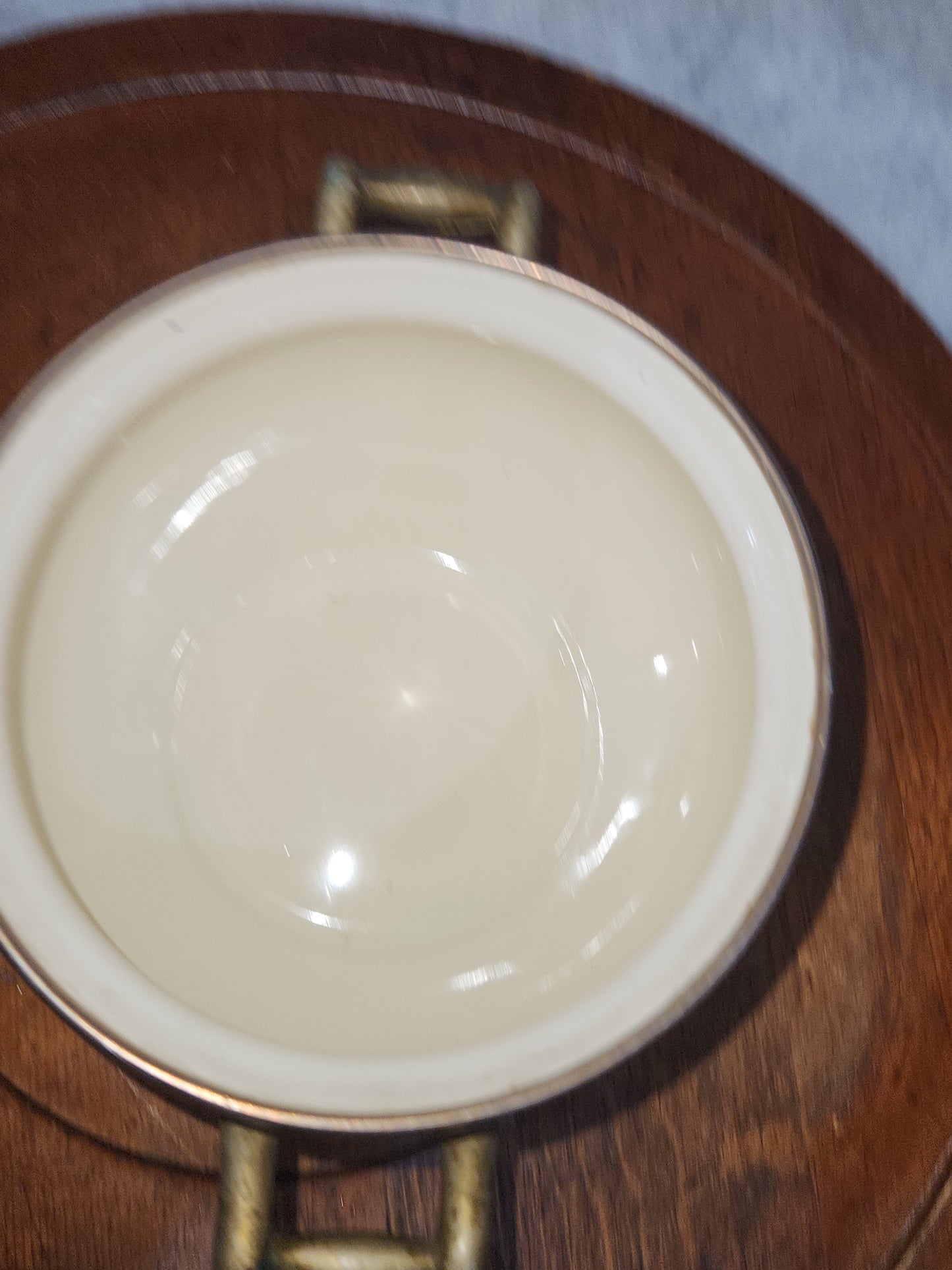 Claire Burke Enamel Potpourri Pot Brass Handles Fruit Designs pop8