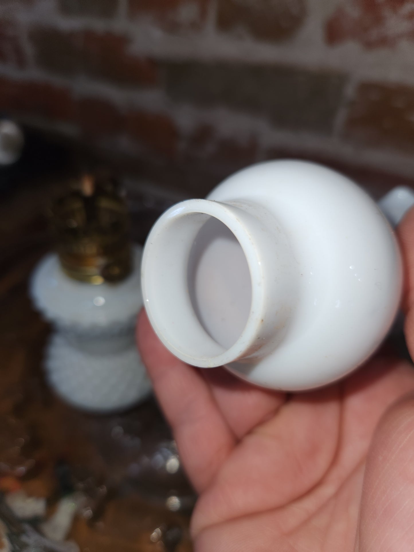 vintage miniature milk glass oil lamp lamp2
