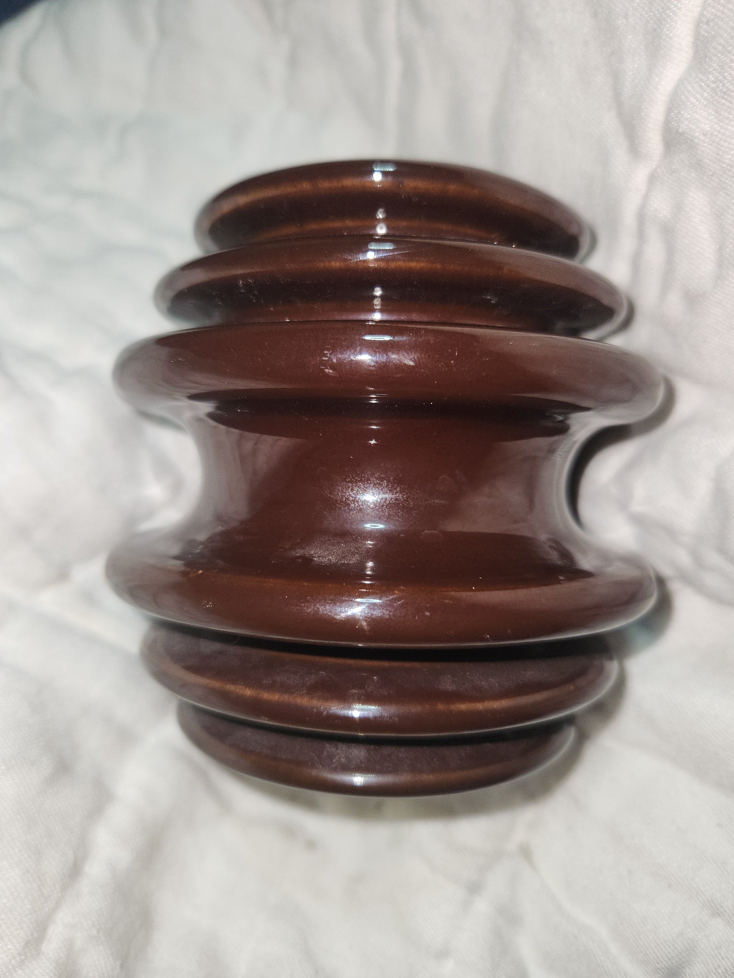 Illinois Electric Porcelain Co. Brown Glazed Ceramic Porcelain Telephone Insulator beehive spool iep1