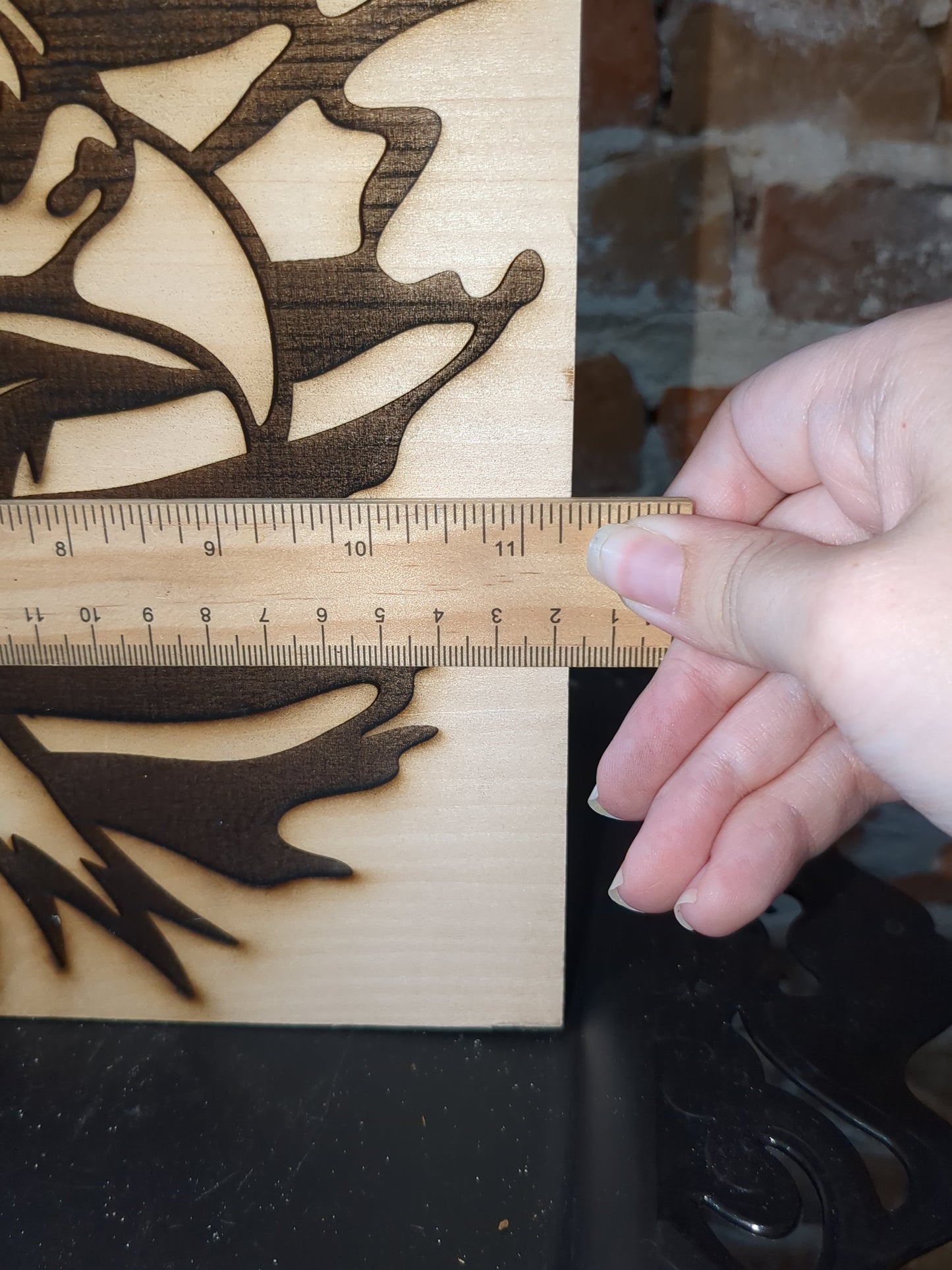 Live edge slab wood flag with eagle laser engraved ew53