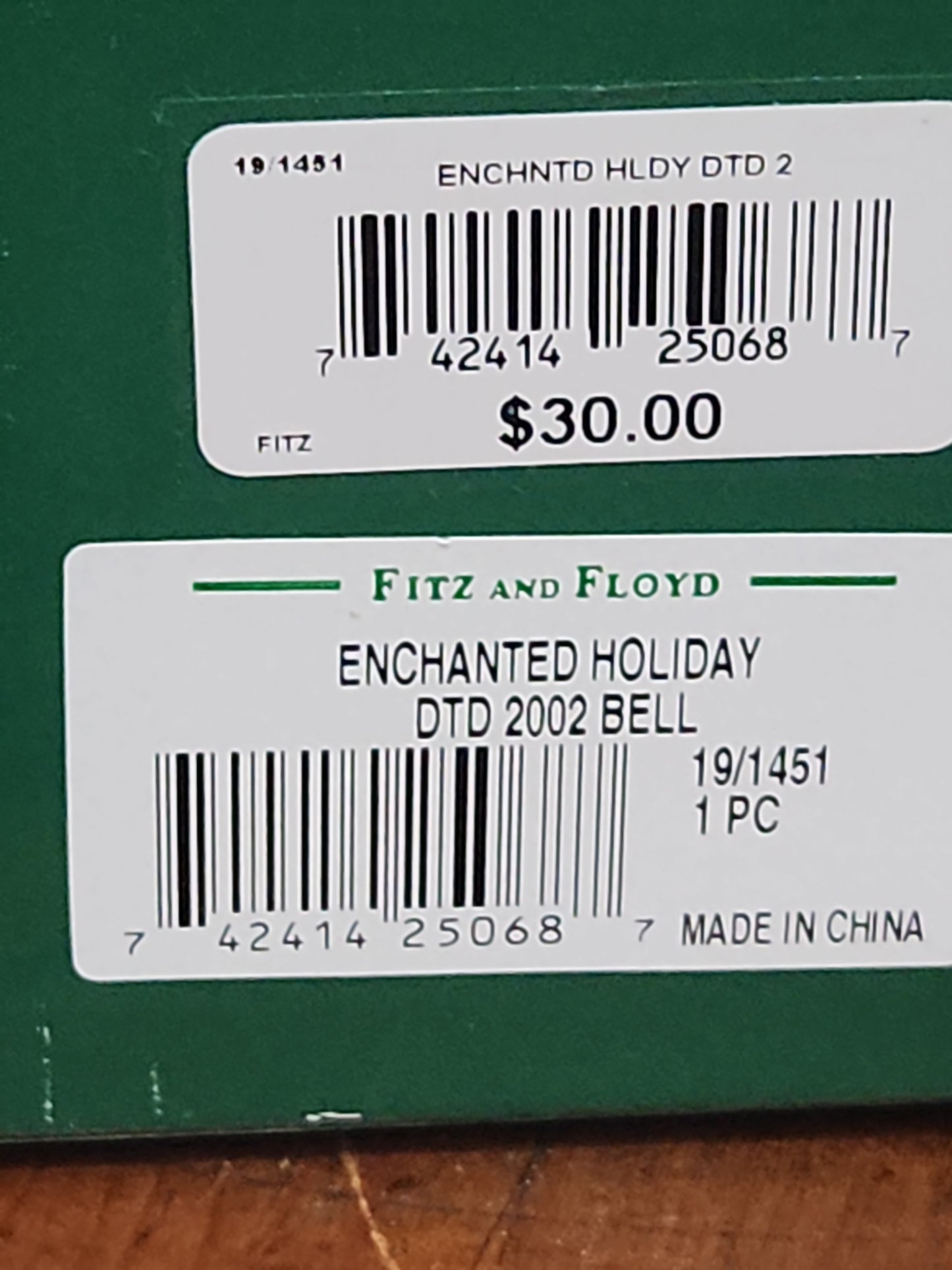 Vintage Fitz & Floyd Enchanted Holiday Bell Collector's Series Limited Edition Deer 2002
