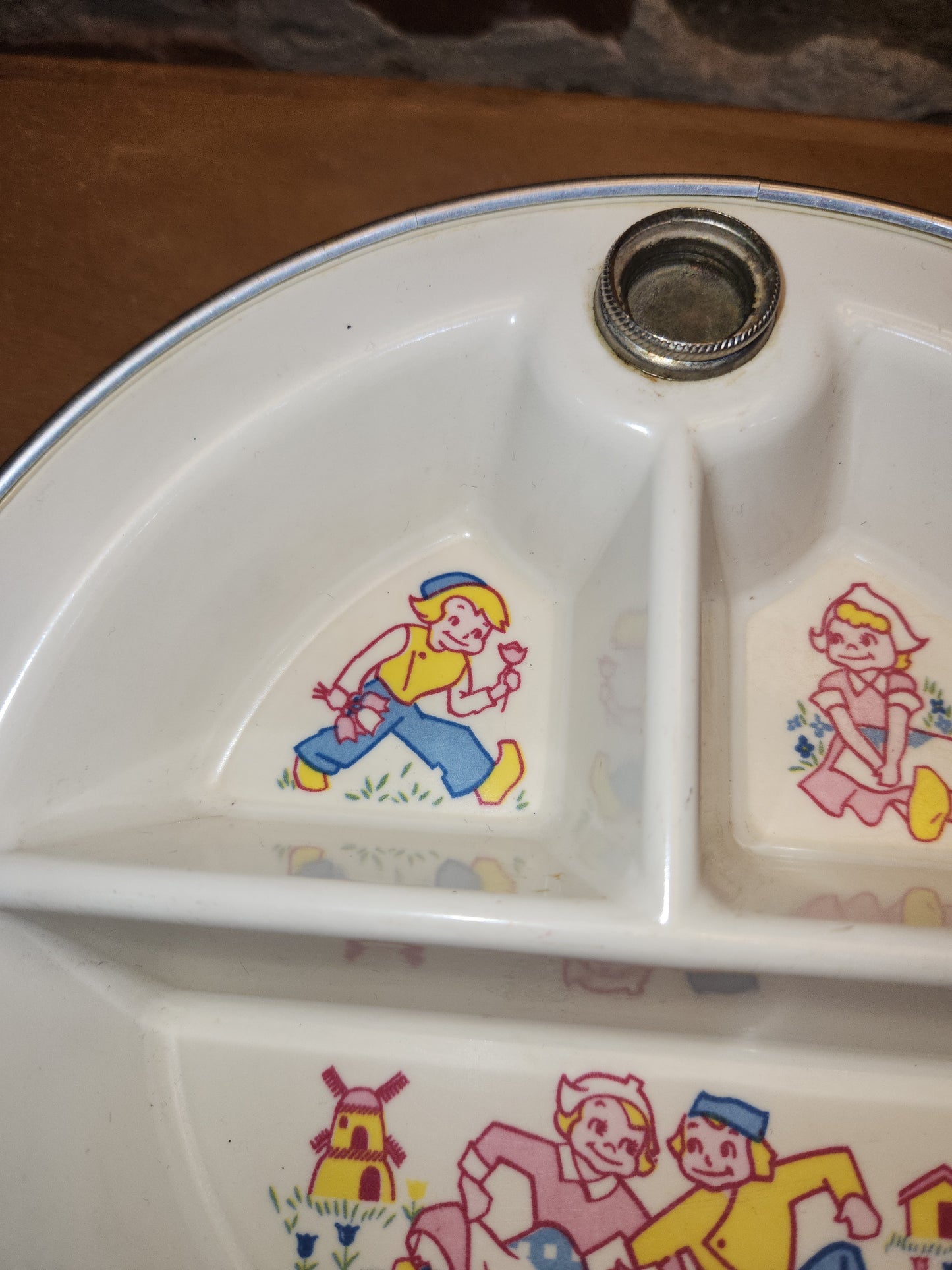 Vintage Excello Baby Food Warming Divided Dish pl54
