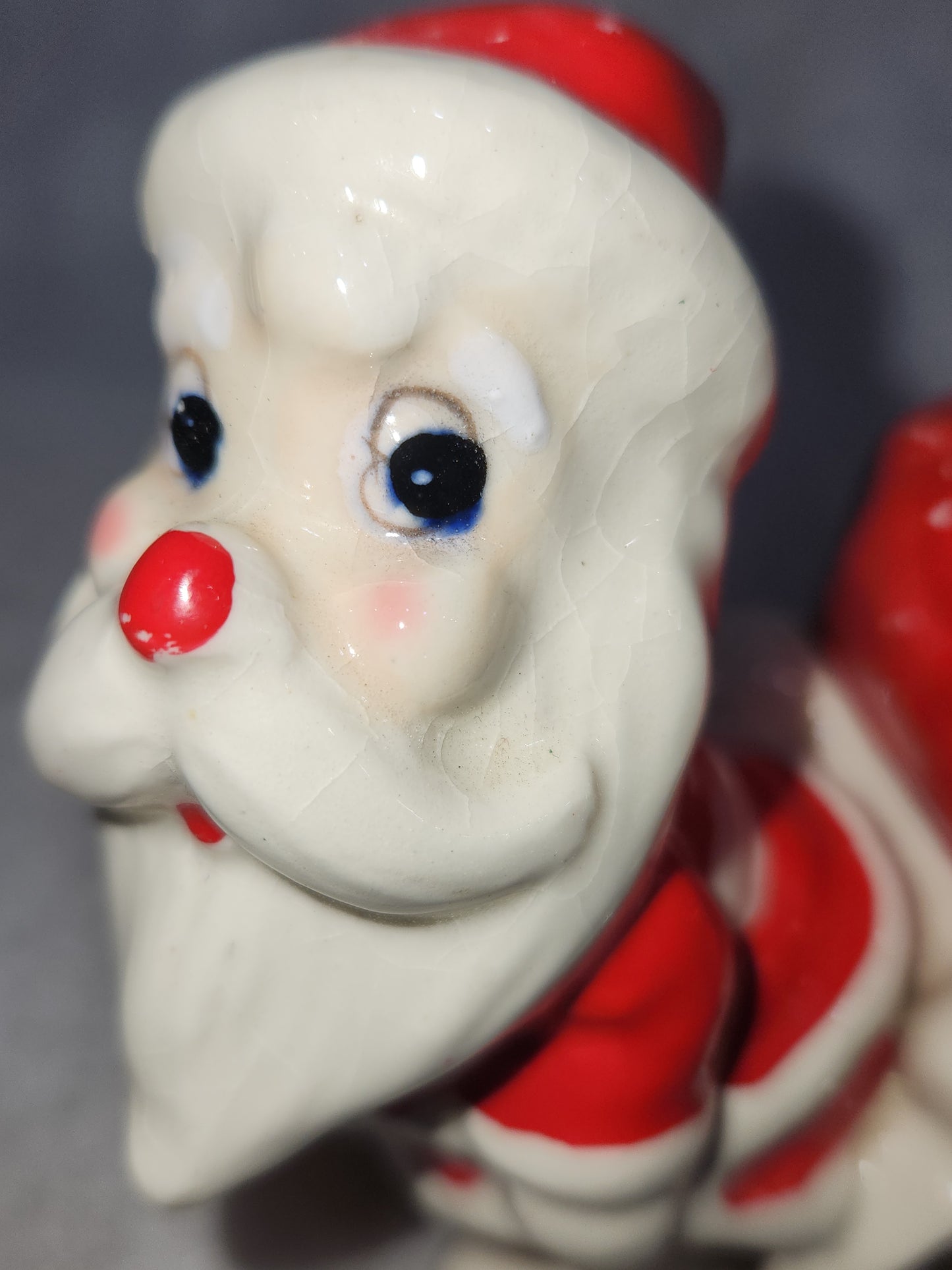 Vintage Kreiss Santa Pulling His Sleigh While his Reindeer are Snoozing inside Sleigh planter candy dish