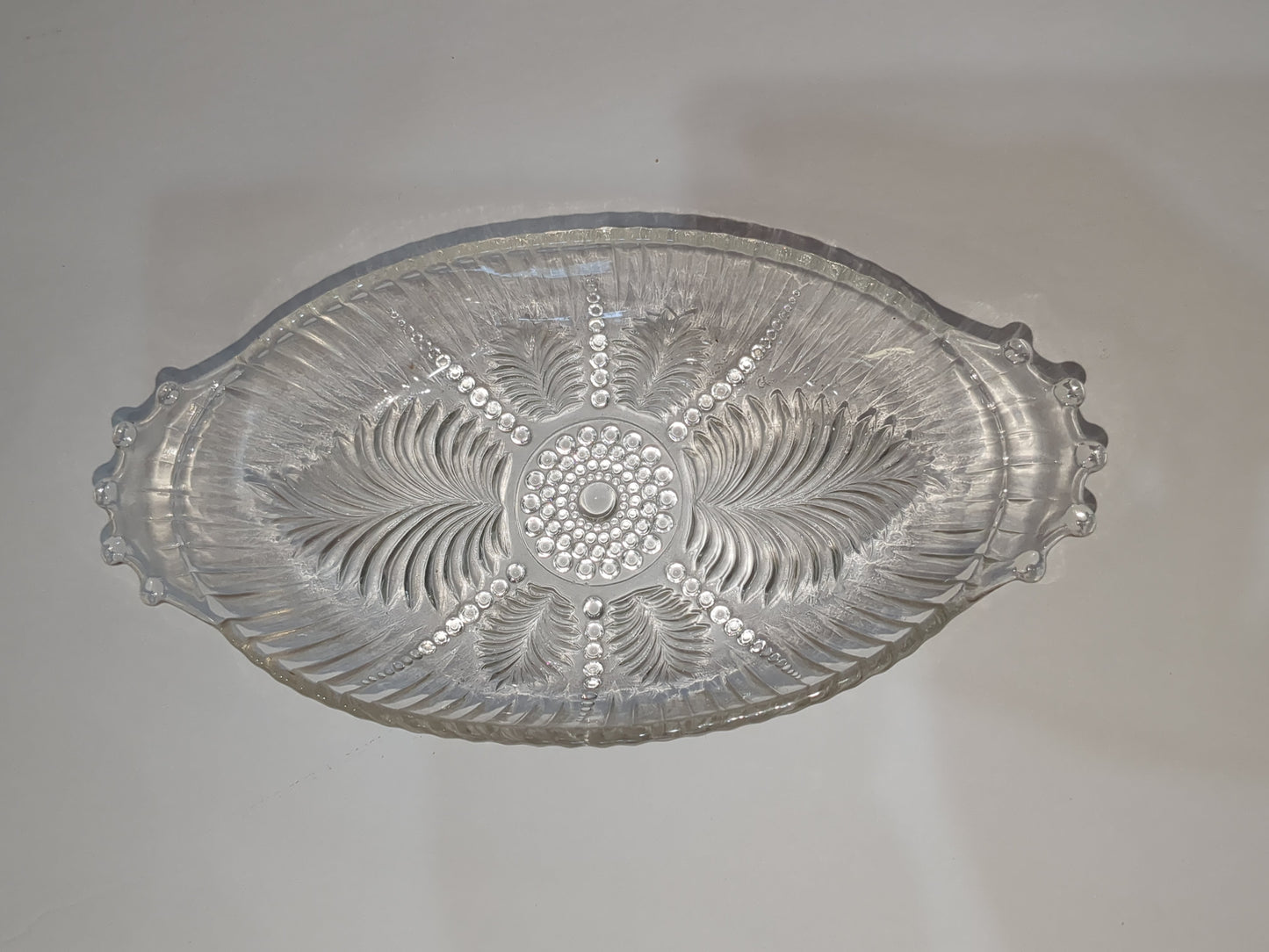 Vintage Anchor Hocking Feather and Pearl Relish Dish Depression Glass