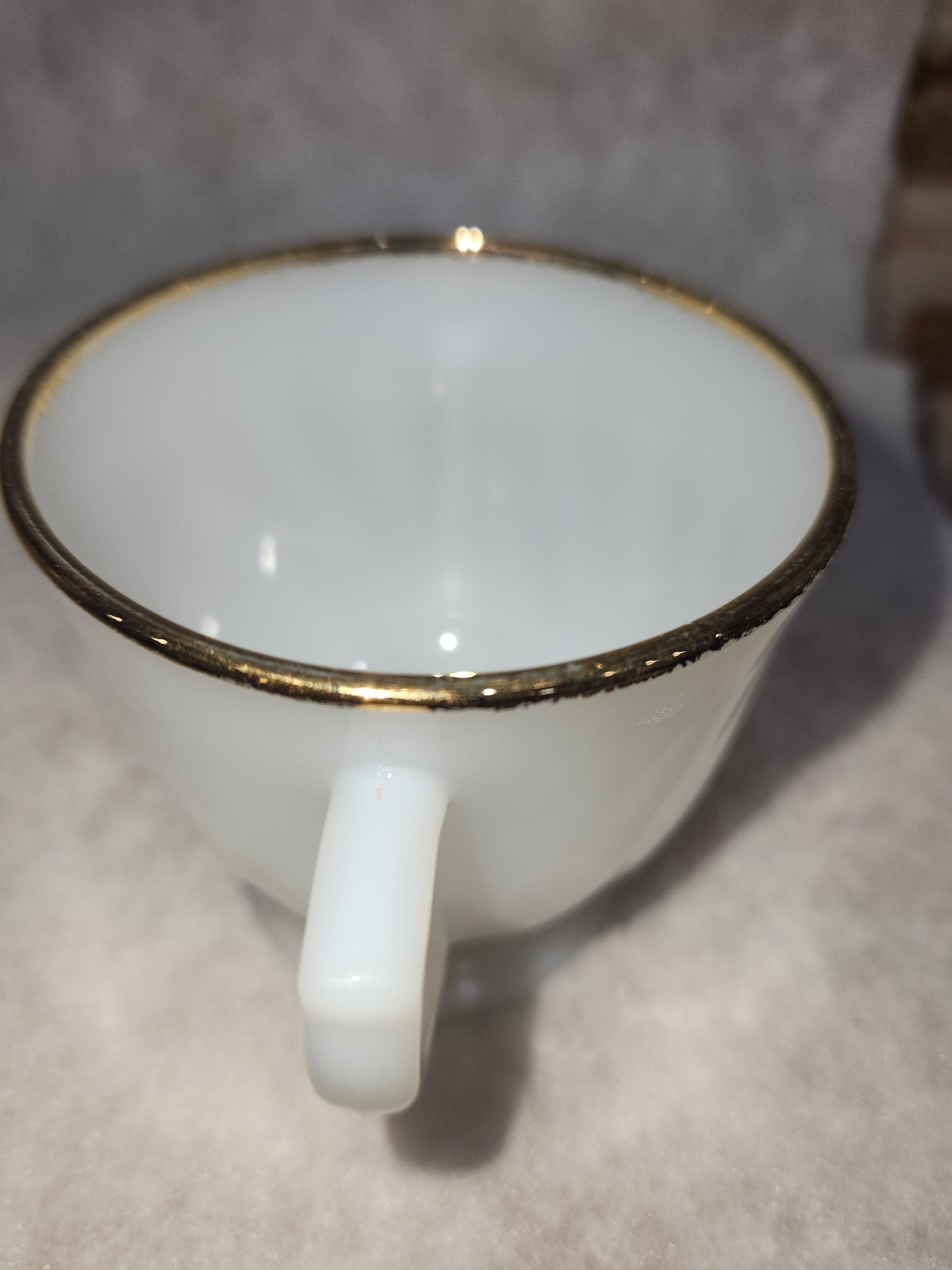 Vintage Fire King White Milk Glass Ribbed Swirl Tea Cup Oven Ware sugar bowl fk6