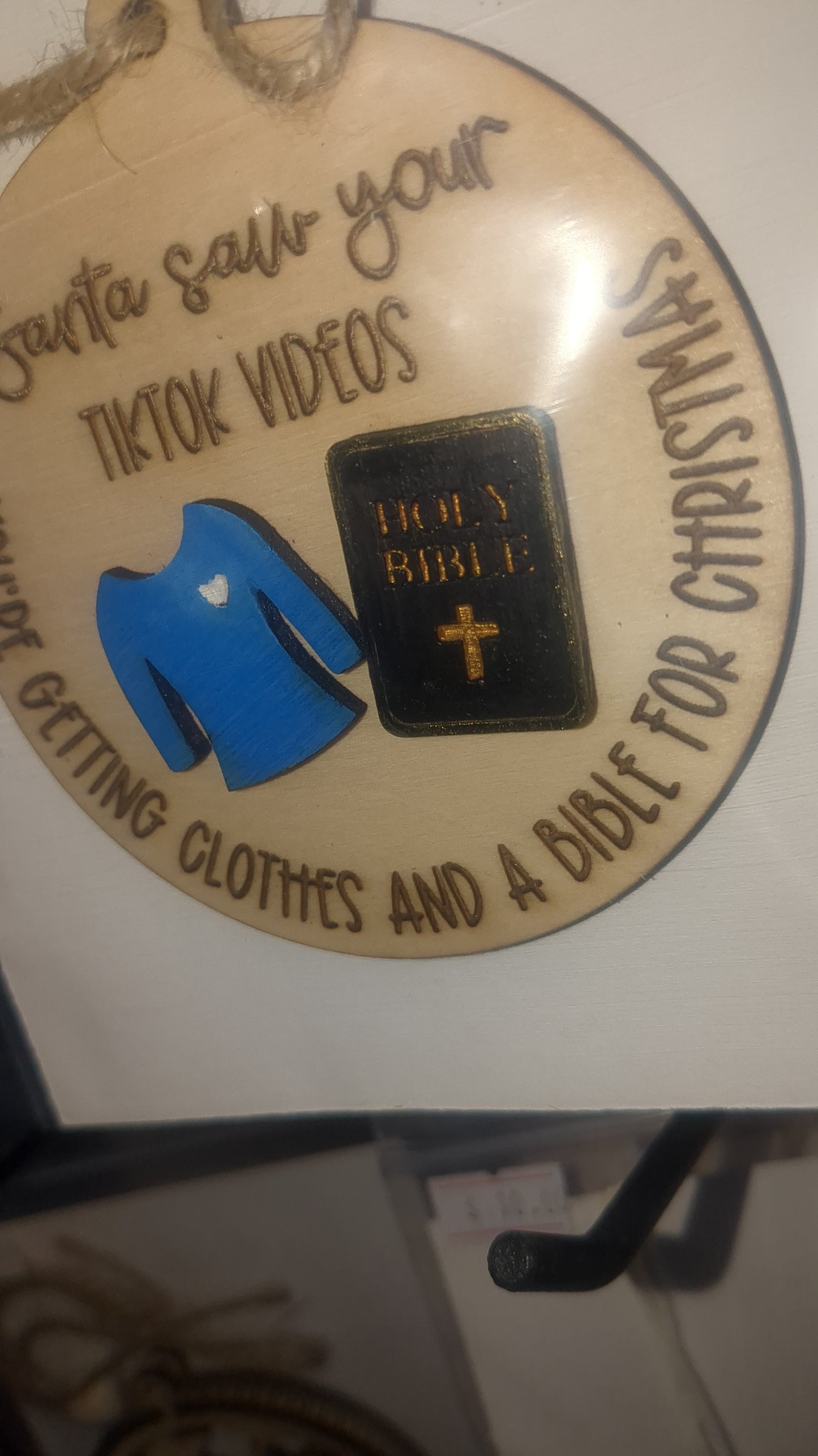Ornament or car charm. Santa saw your tiktok videos