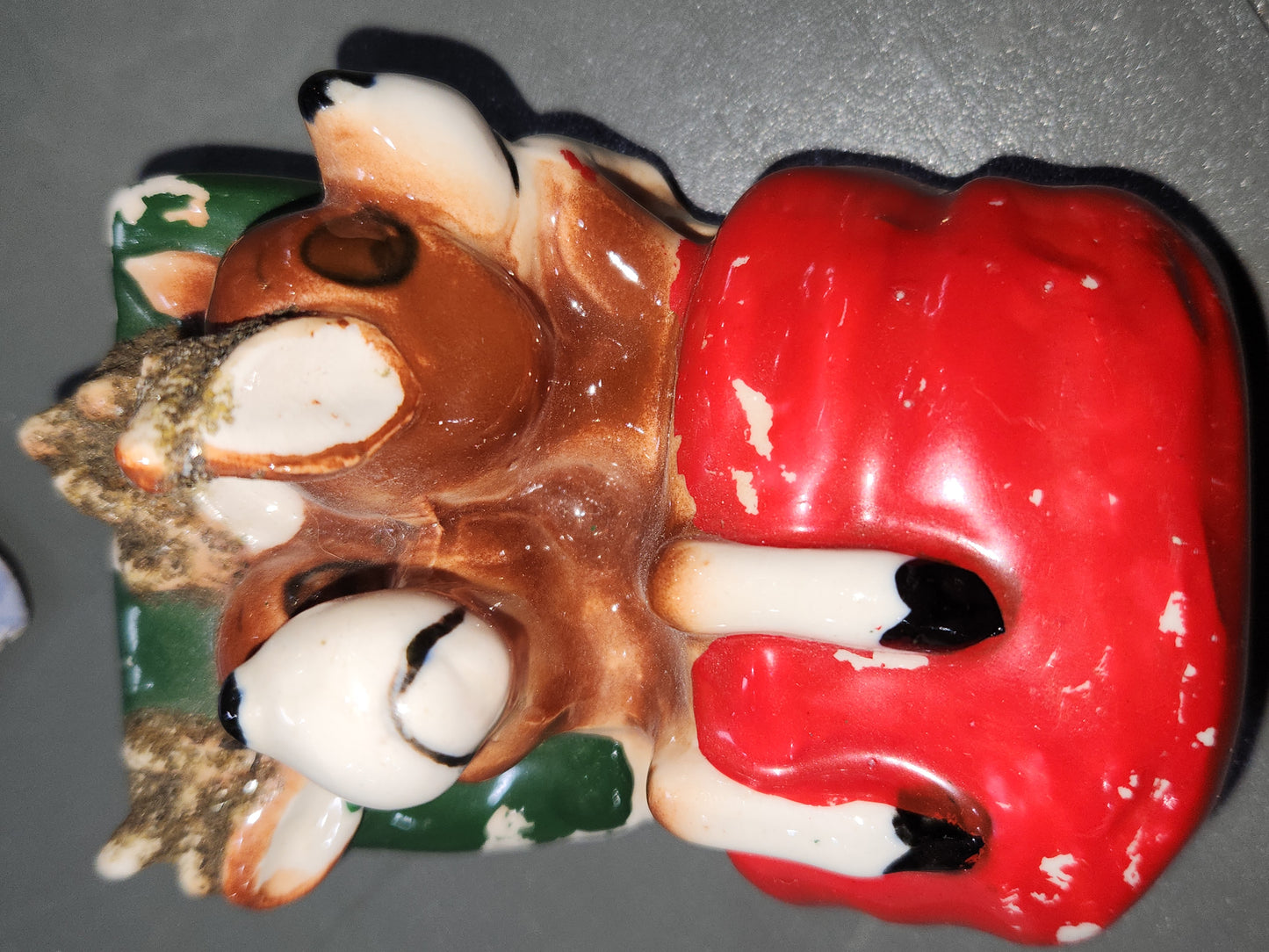 Vintage Kreiss Santa Pulling His Sleigh While his Reindeer are Snoozing inside Sleigh planter candy dish