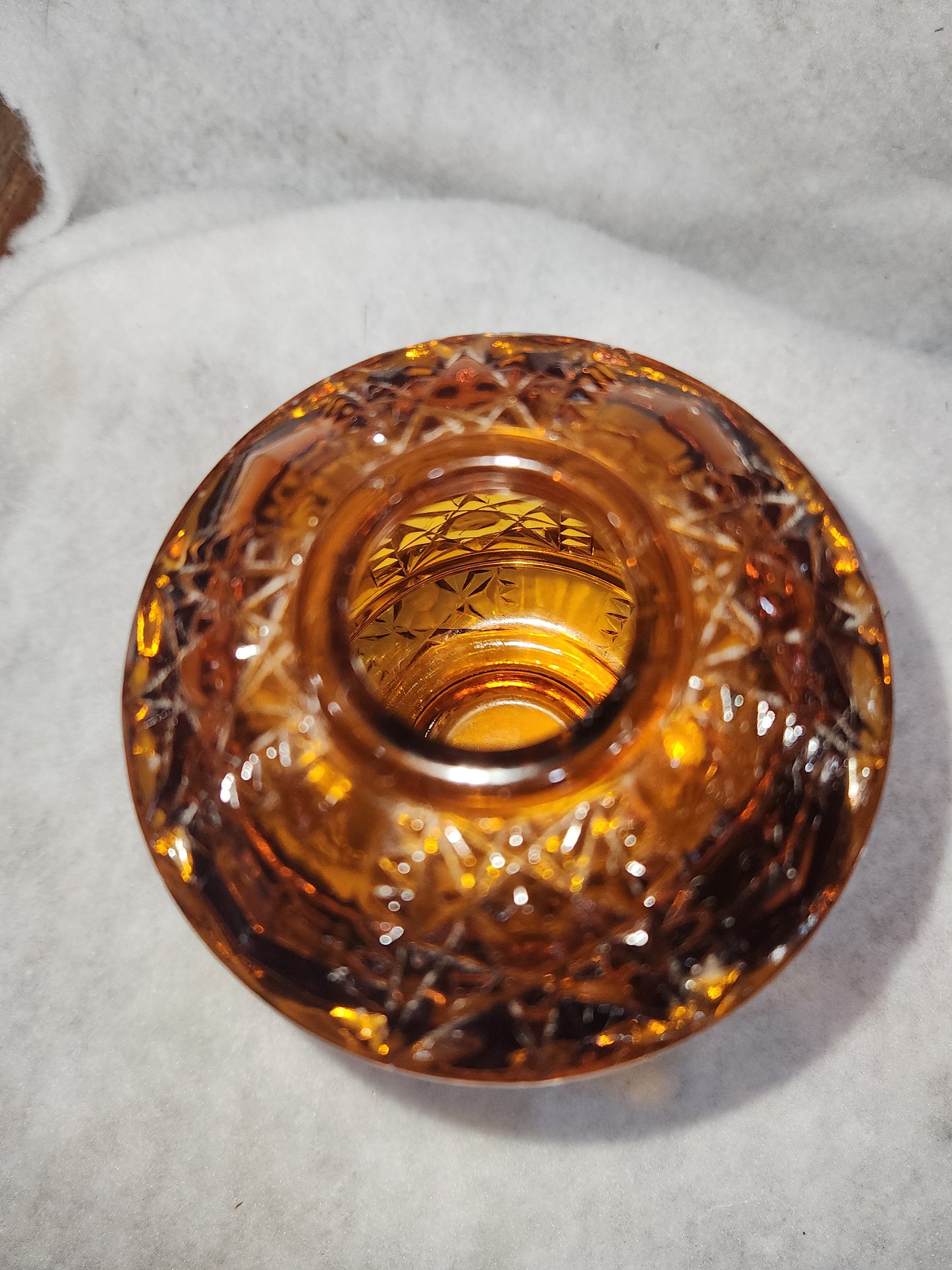 Vintage Indian Glass Amber pressed glass bar and star fairy lamp fl1