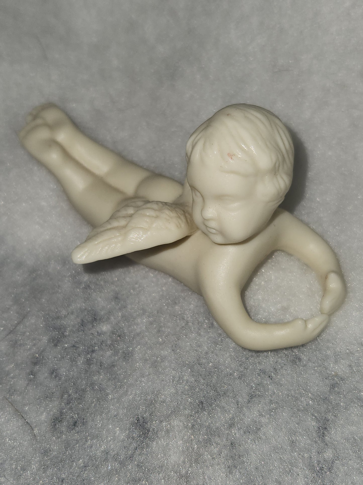 Vintage flying Cherubs Angels Fine Bisque Porcelain Candle Huggers China an69