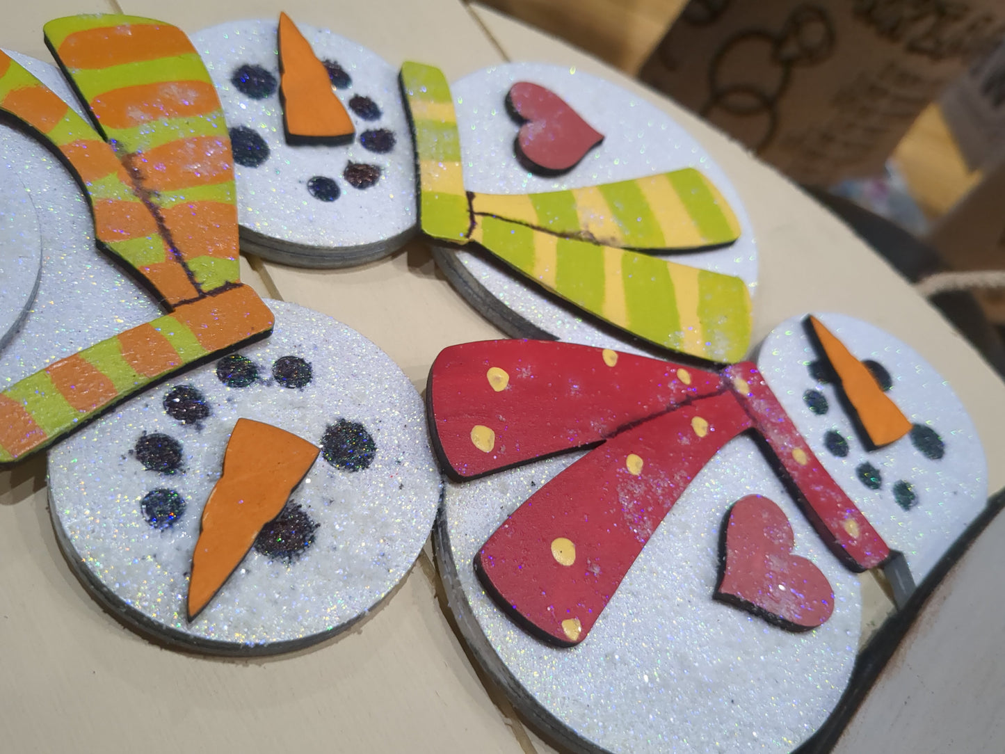 Snowman winter insert for pot spilling door sign