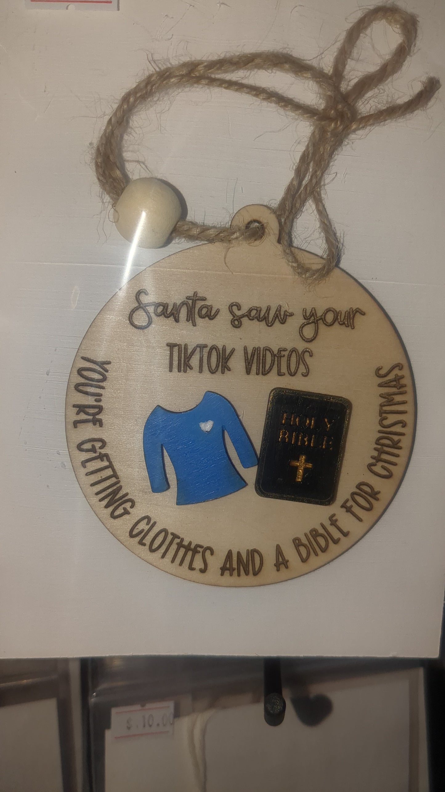Ornament or car charm. Santa saw your tiktok videos