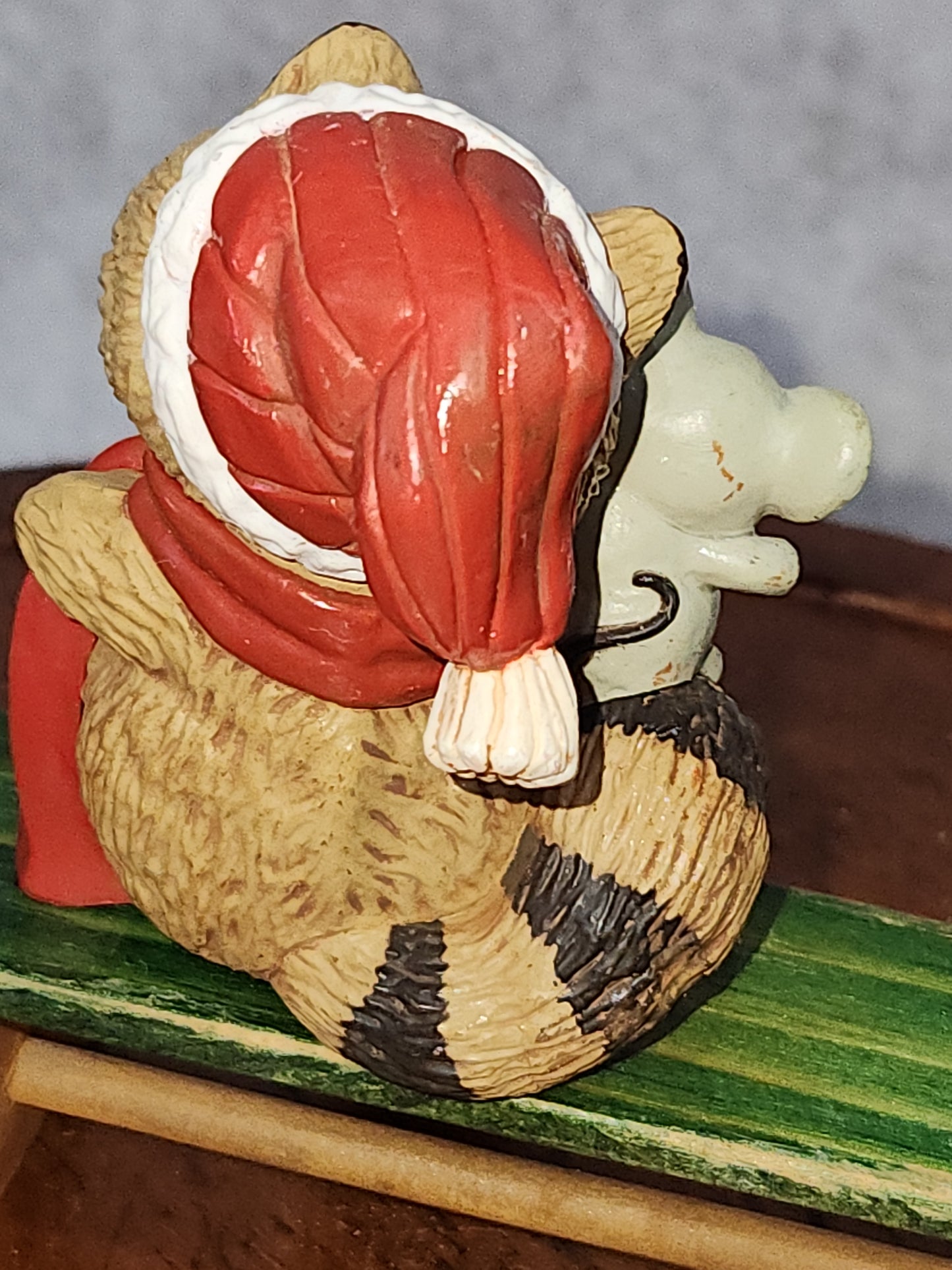 Vintage Hallmark Raccoon & Mouse Christmas Stocking Hanger 1984 sh86
