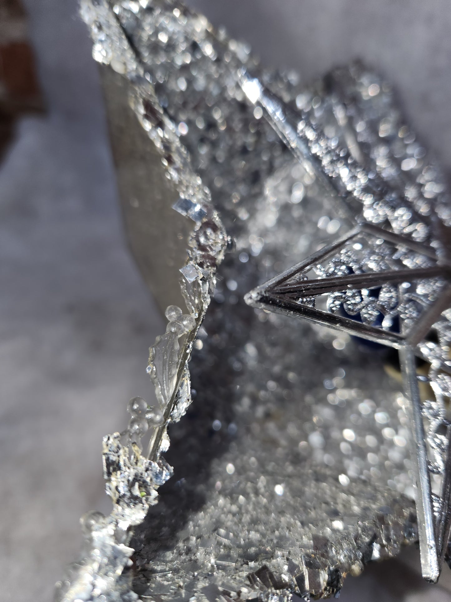 111 Vintage unique plastic star tree topper with reflector foil silver