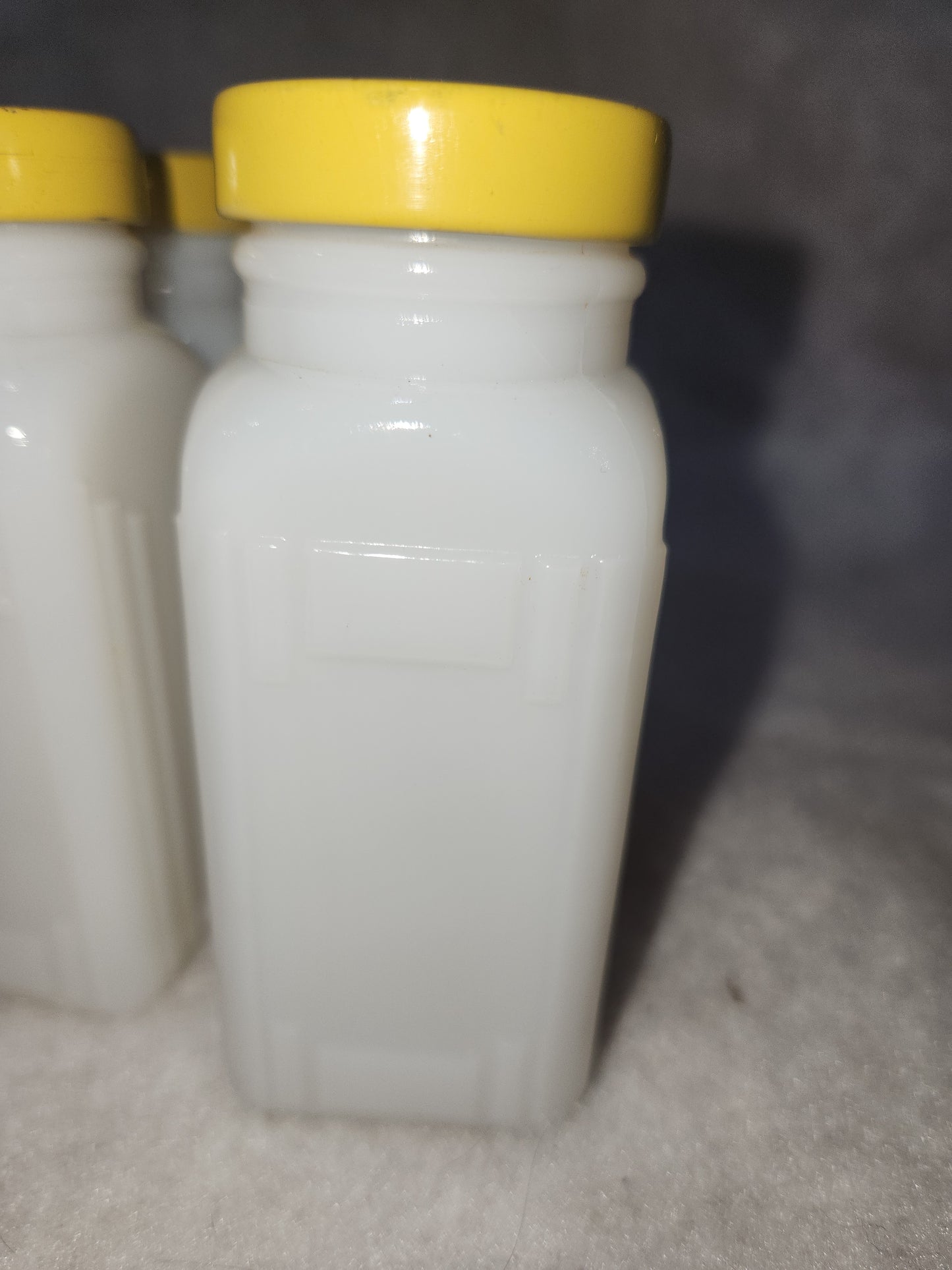 Vintage Milk Glass Spice jars Set Of 12 yellow lids mg78