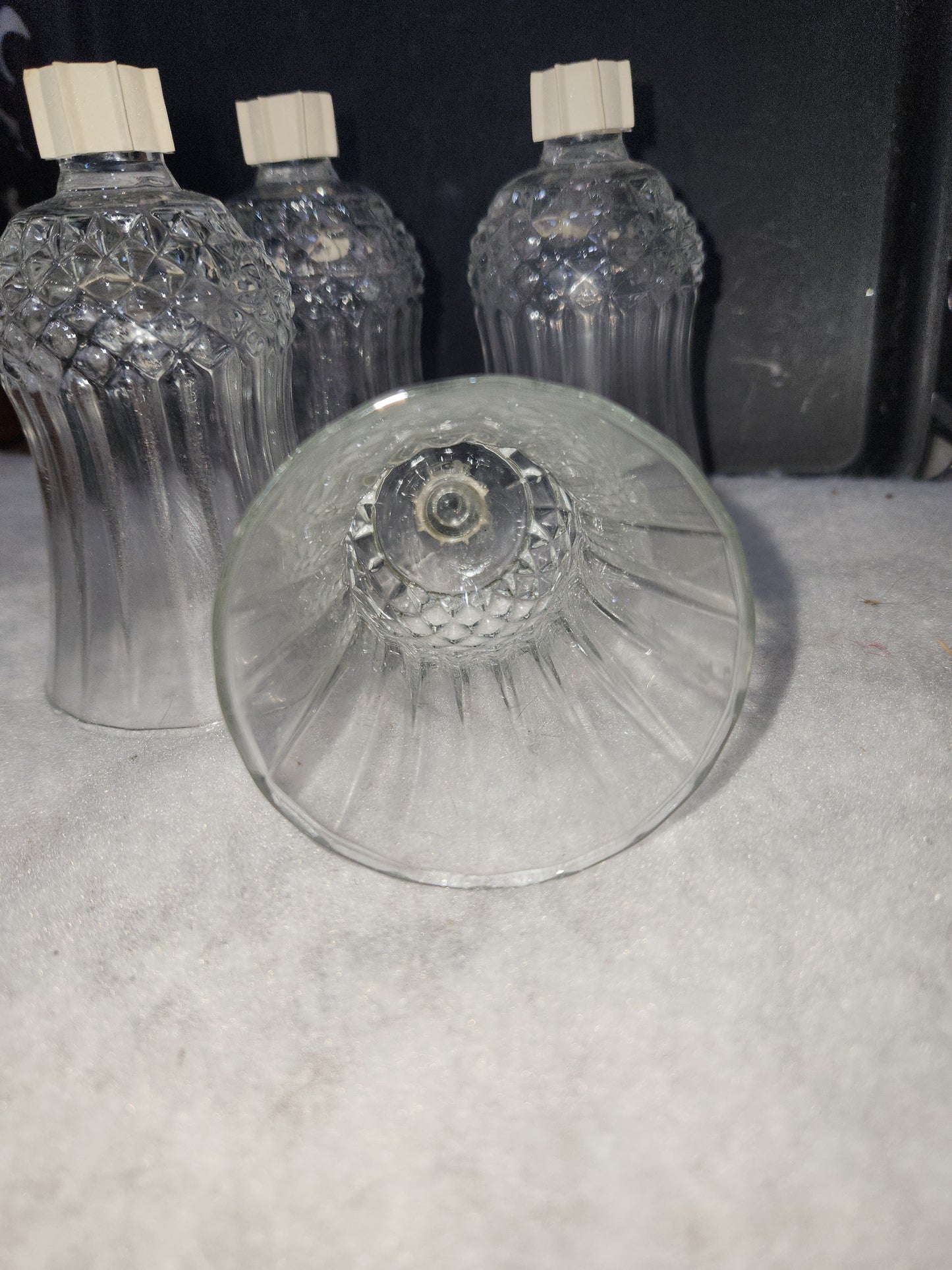 Vintage Home Interiors Diamond Crystal Glass Votive Cup Candle Holder Set of 4
