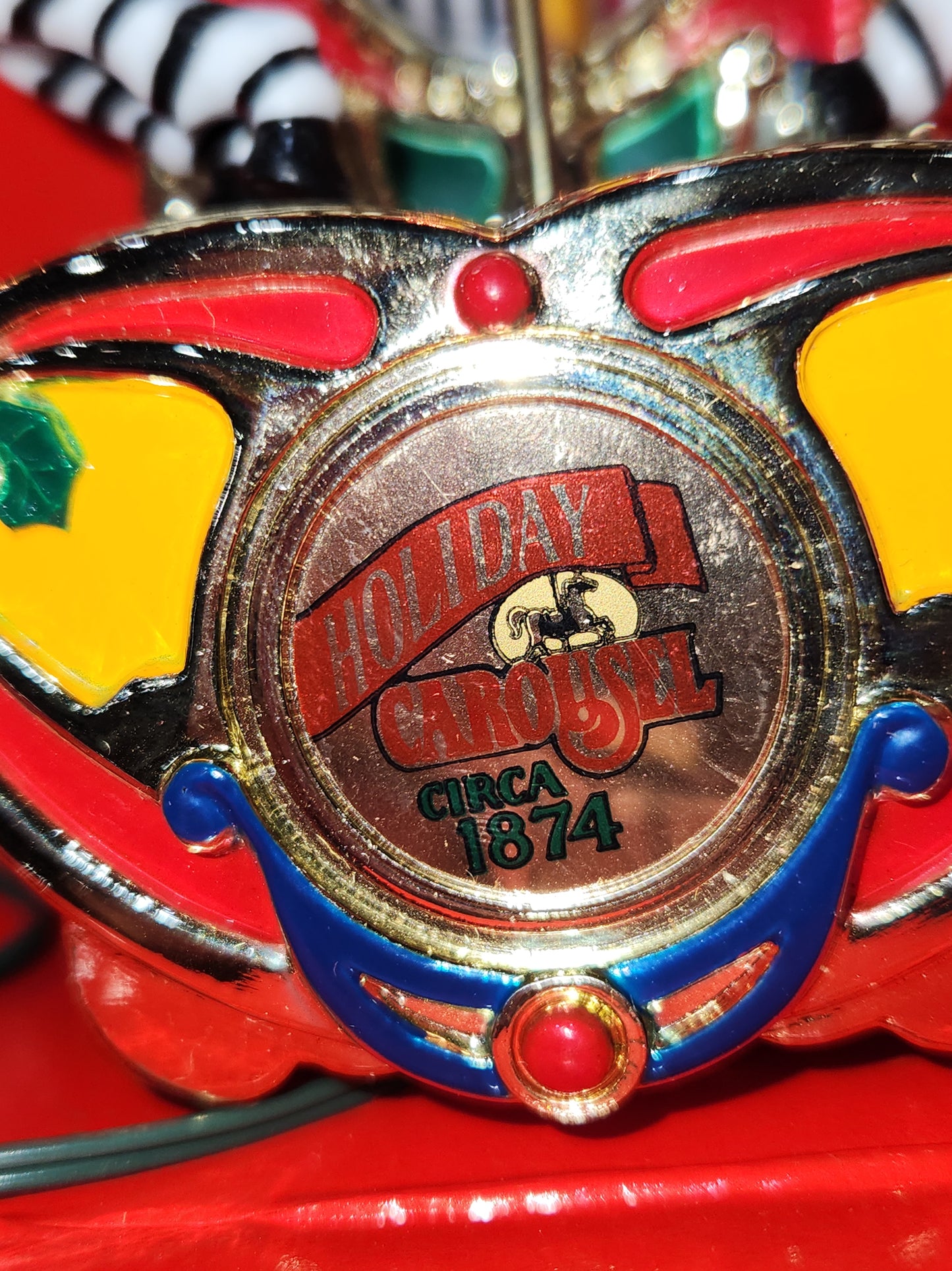 Vintage Mr Christmas Holiday Carousel Ornaments Circa 1874 Circus Animals Lion Zebra car50