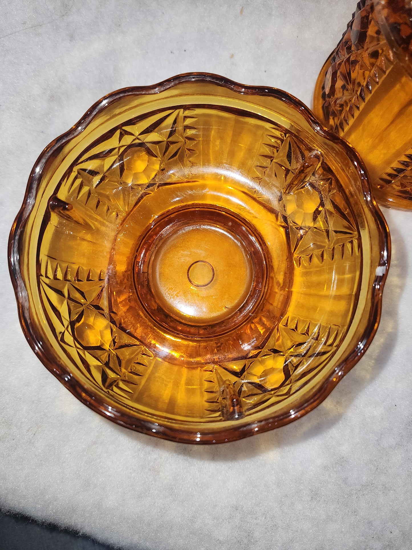 Vintage Indian Glass Amber pressed glass bar and star fairy lamp fl1
