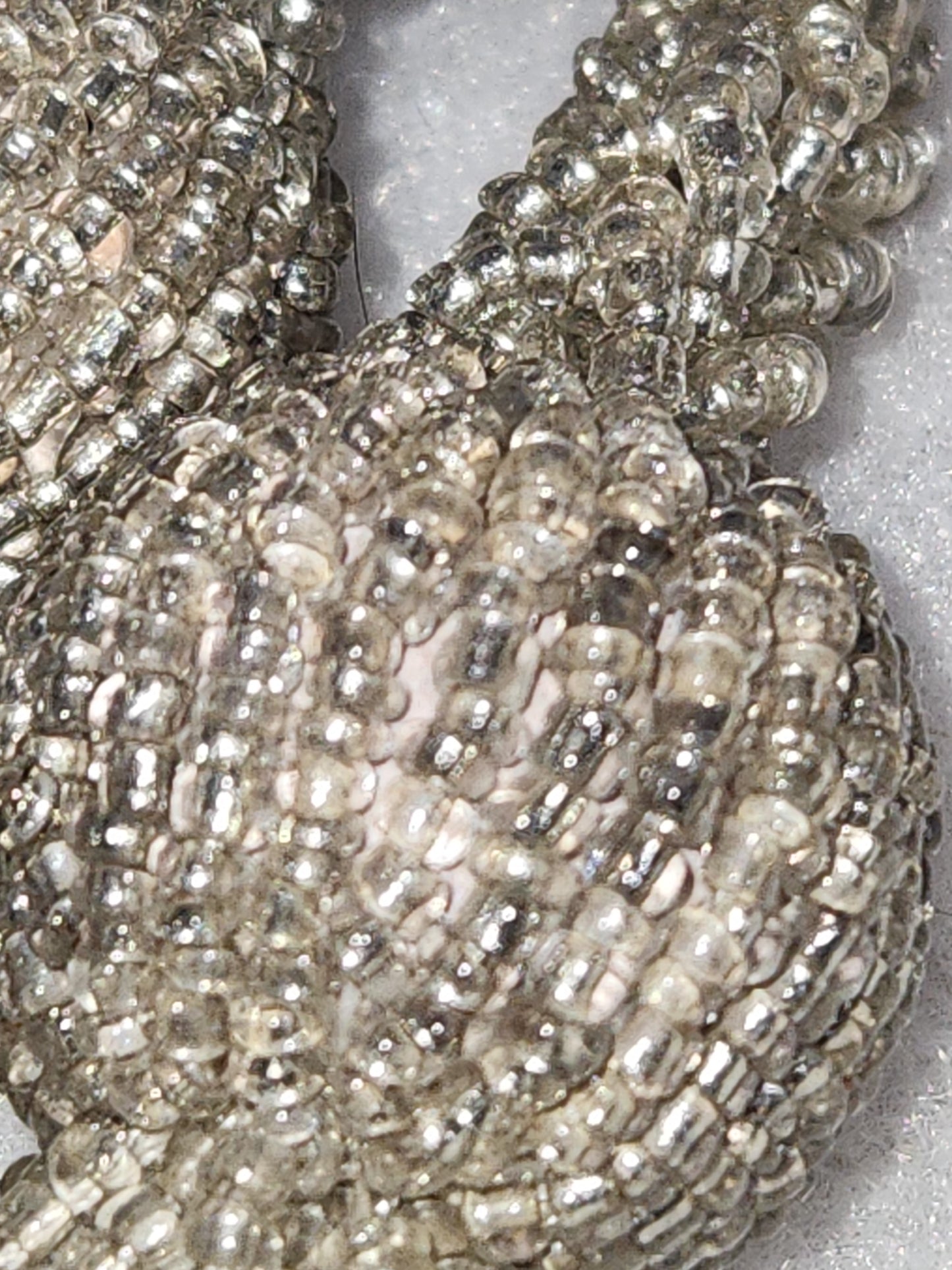 Vintage Beaded Double Tassel tree garland drapery tie back iridescent seed beads gar45