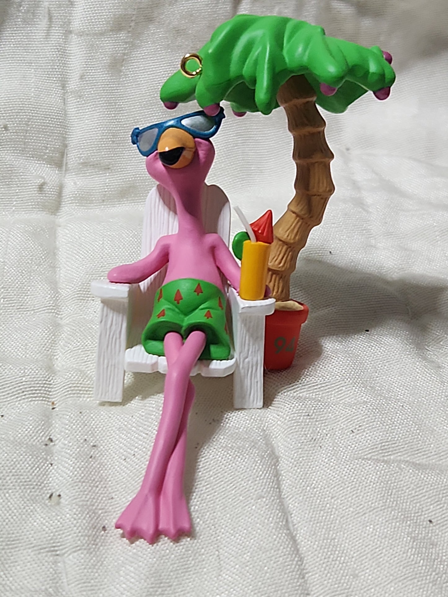 Vintage Hallmark Keepsake Ornament 1994 In the Pink Flamingo lounging