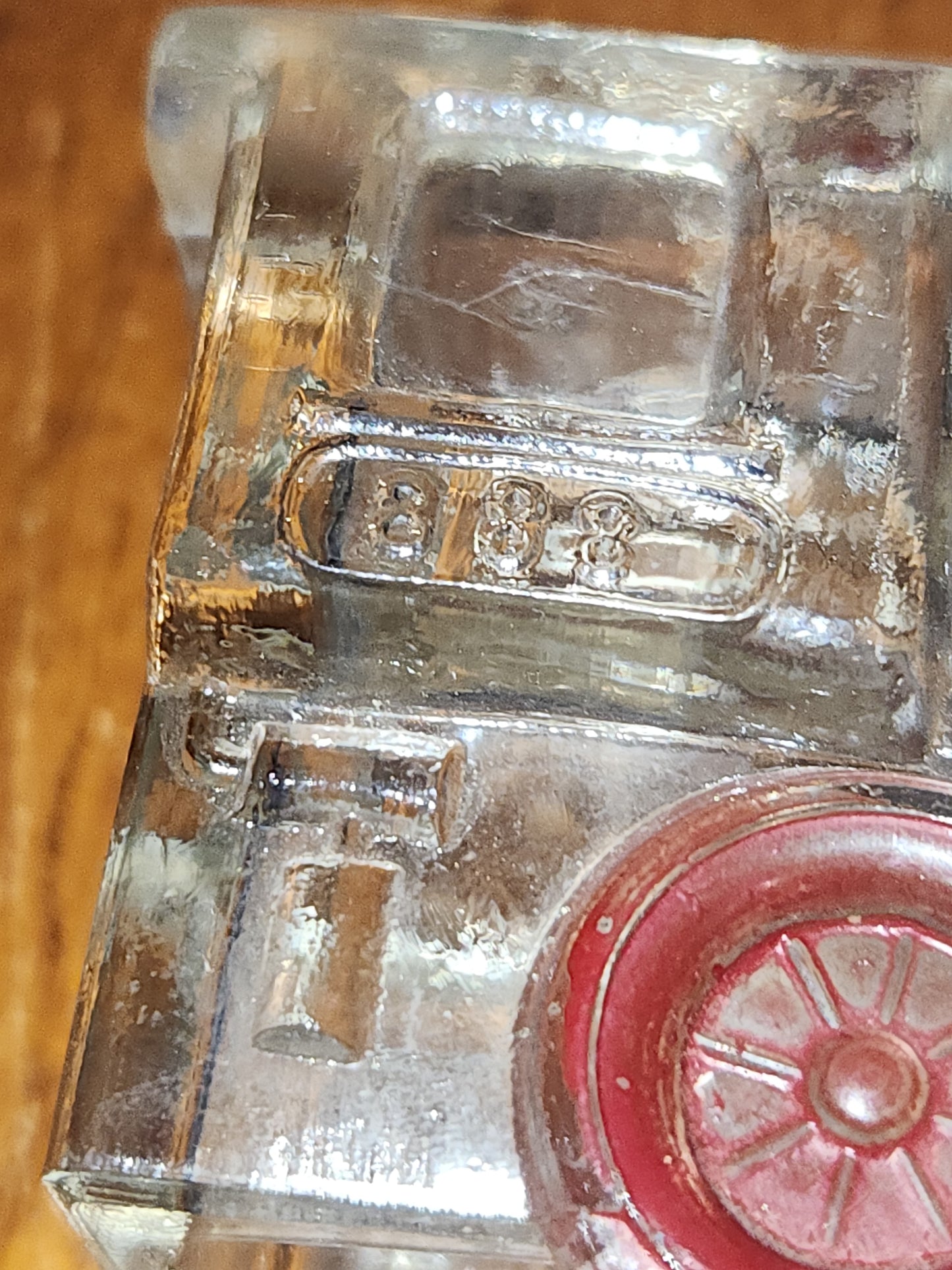 Vintage Antique Glass Locomotive Engine Candy Container Train Red Wheels V.G. & Co candy5