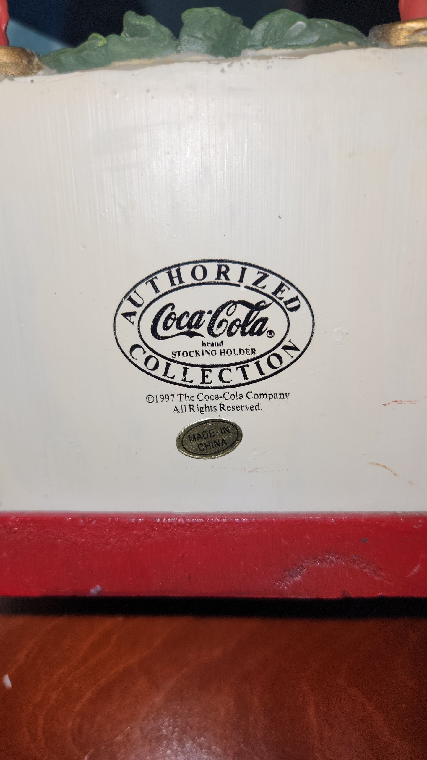 Vintage Coca-Cola Coke Cast Iron Stocking Holder - 1997 Bears at Fireplace cc262