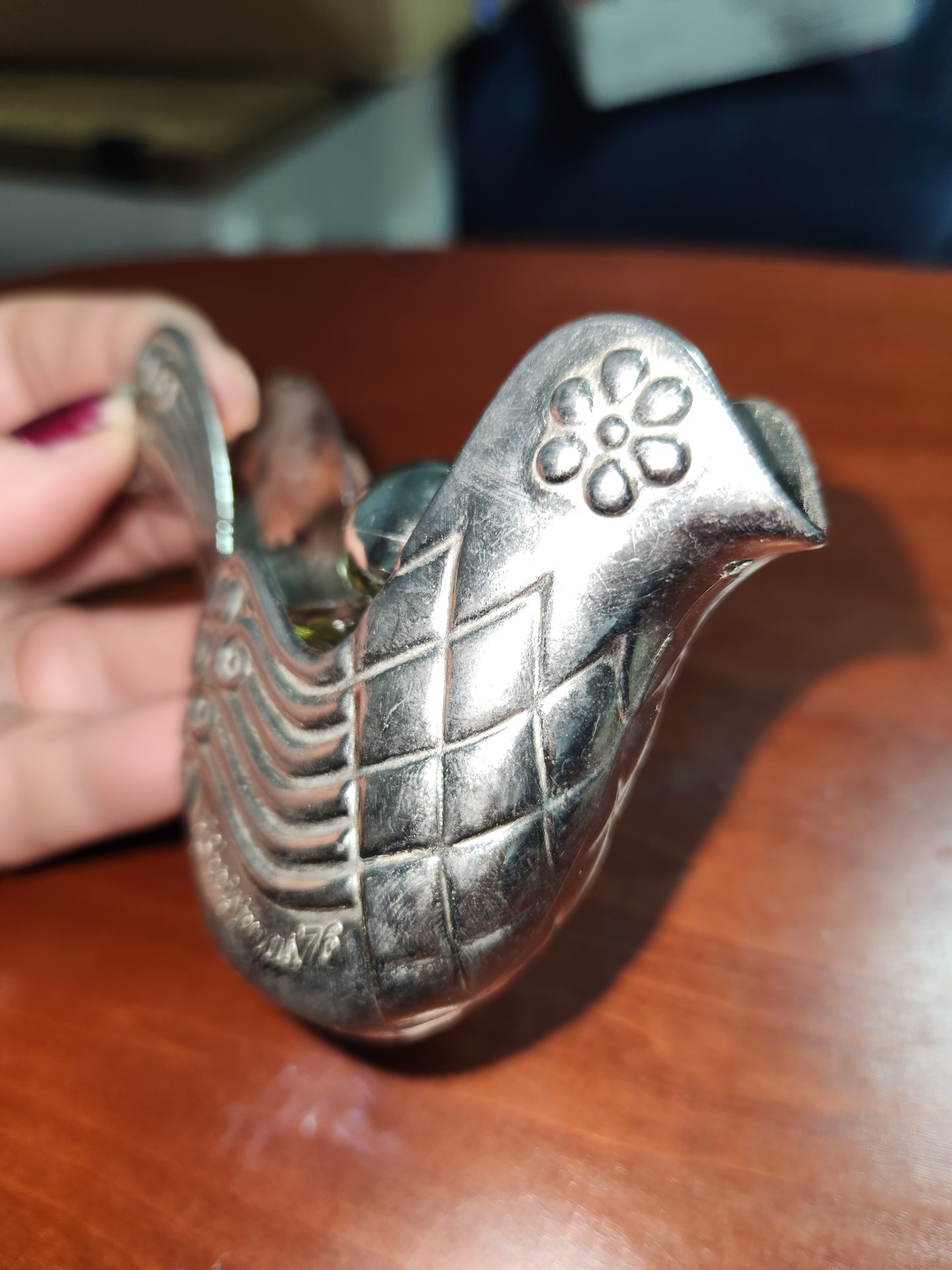 Vintage 1976 Avon Birds Of Paradise Cologne Silver Dove Ornament NOS av678