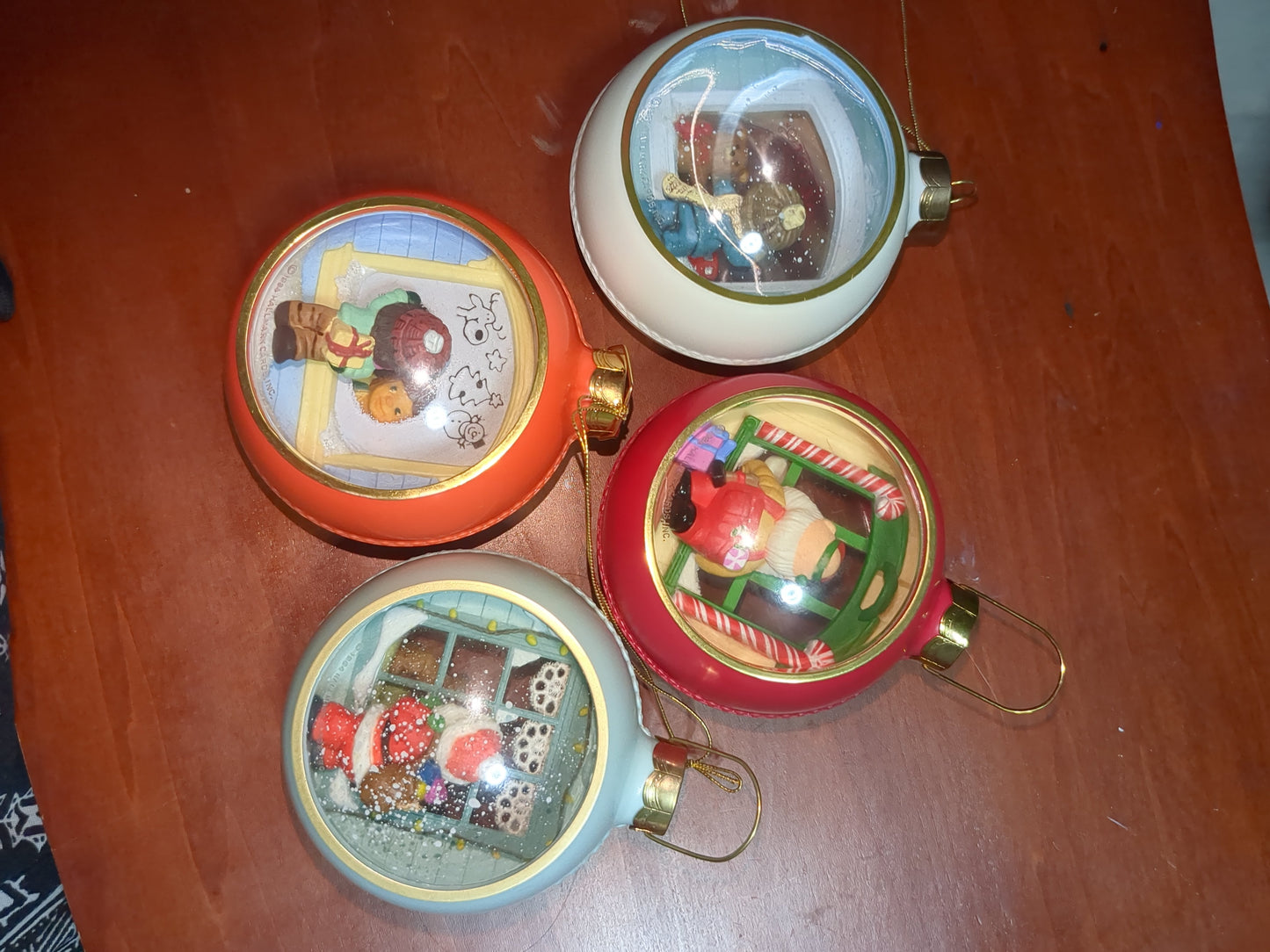 Four vintage Hallmark Keepsake 1981 and 1984 Christmas Ball Ornaments some light up ho321