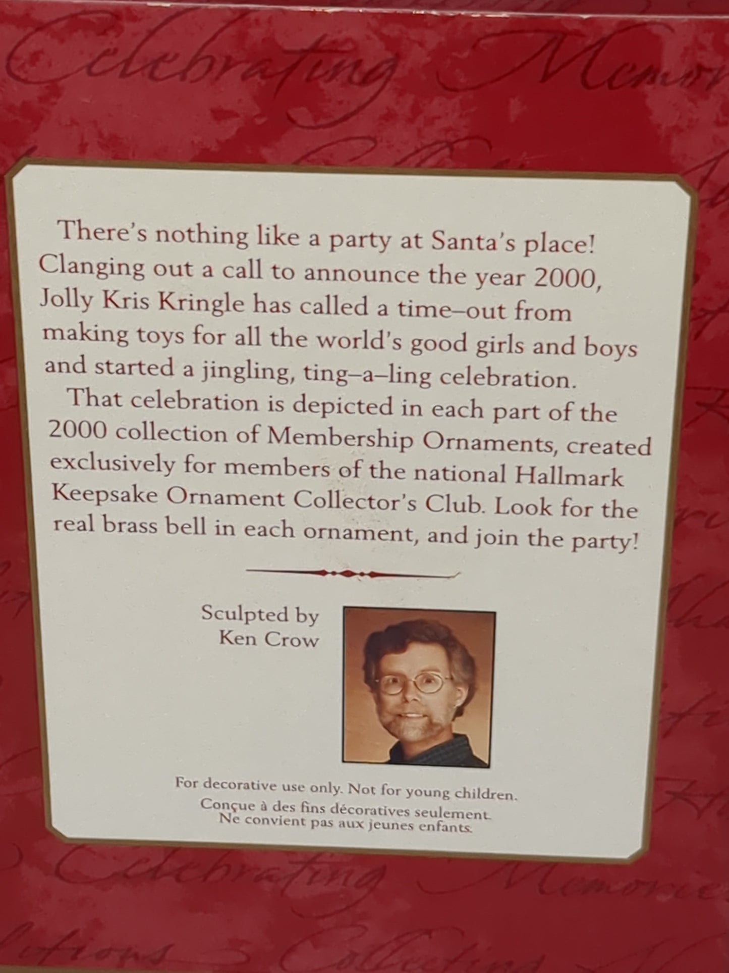 Hallmark keepsake Collectors Club ornament 2000 Jingle Bell Kringle Santa ho43