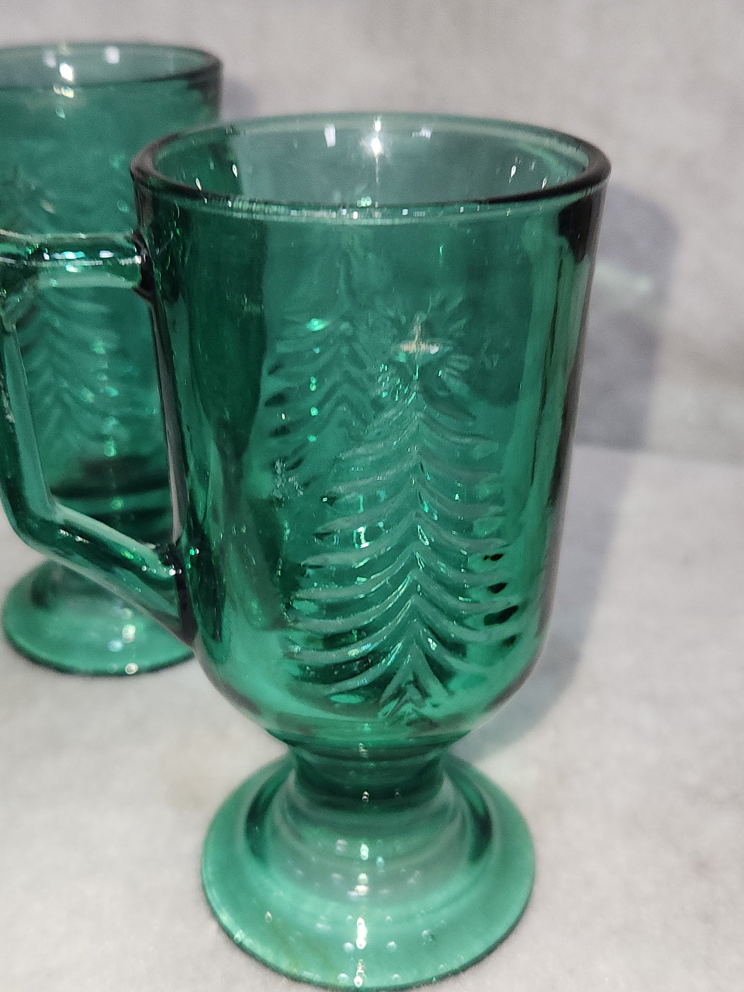 Vintage Indiana Glass Evergreen Tree Holiday Classic Footed Mug Set of 3 - 7oz mug5