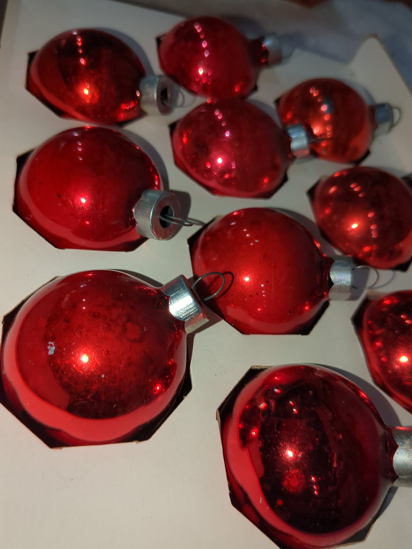 Box of Shiny Brite red ornament 1 1/2" box99