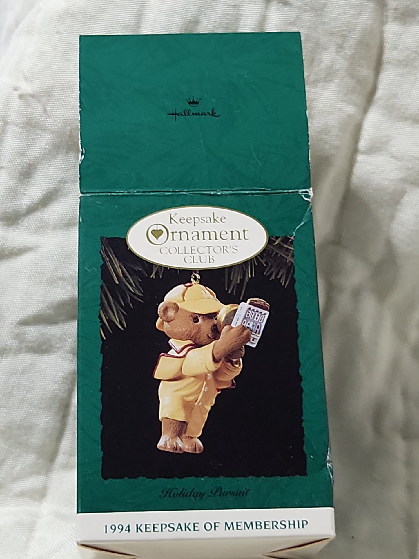 Vintage Hallmark Keepsake Collector's Club Ornament 1994 Holiday Pursuit Bear Detective