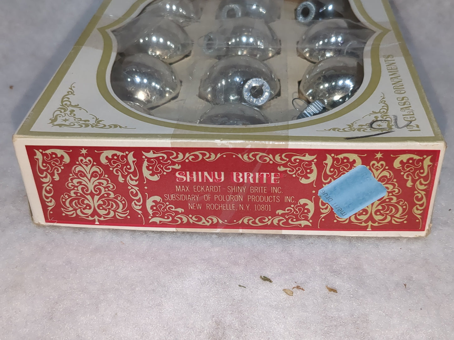 box of Shiny Brite silver ornament 1 1/2" bo5