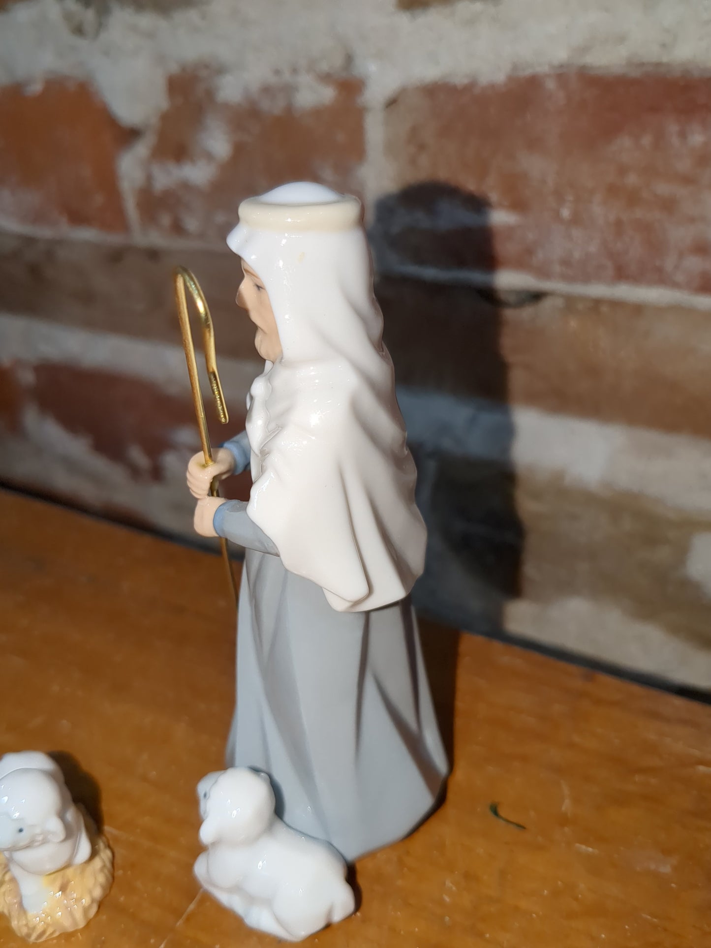 Vintage replacement piece for Hallmark ceramic 11 piece nativity set. Shepard and a sheep