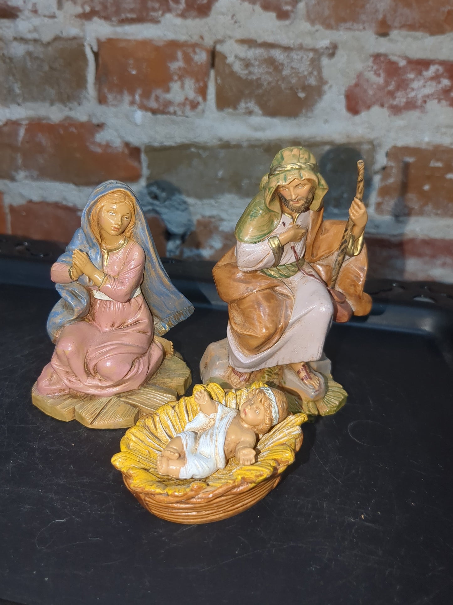 Vintage Fontanini 5" centennial collection nativity made in Italy Jesus Mary Joseph, wise men, camel, goat, sheep, Angel, John, Josiah, Naamah, stable fn79