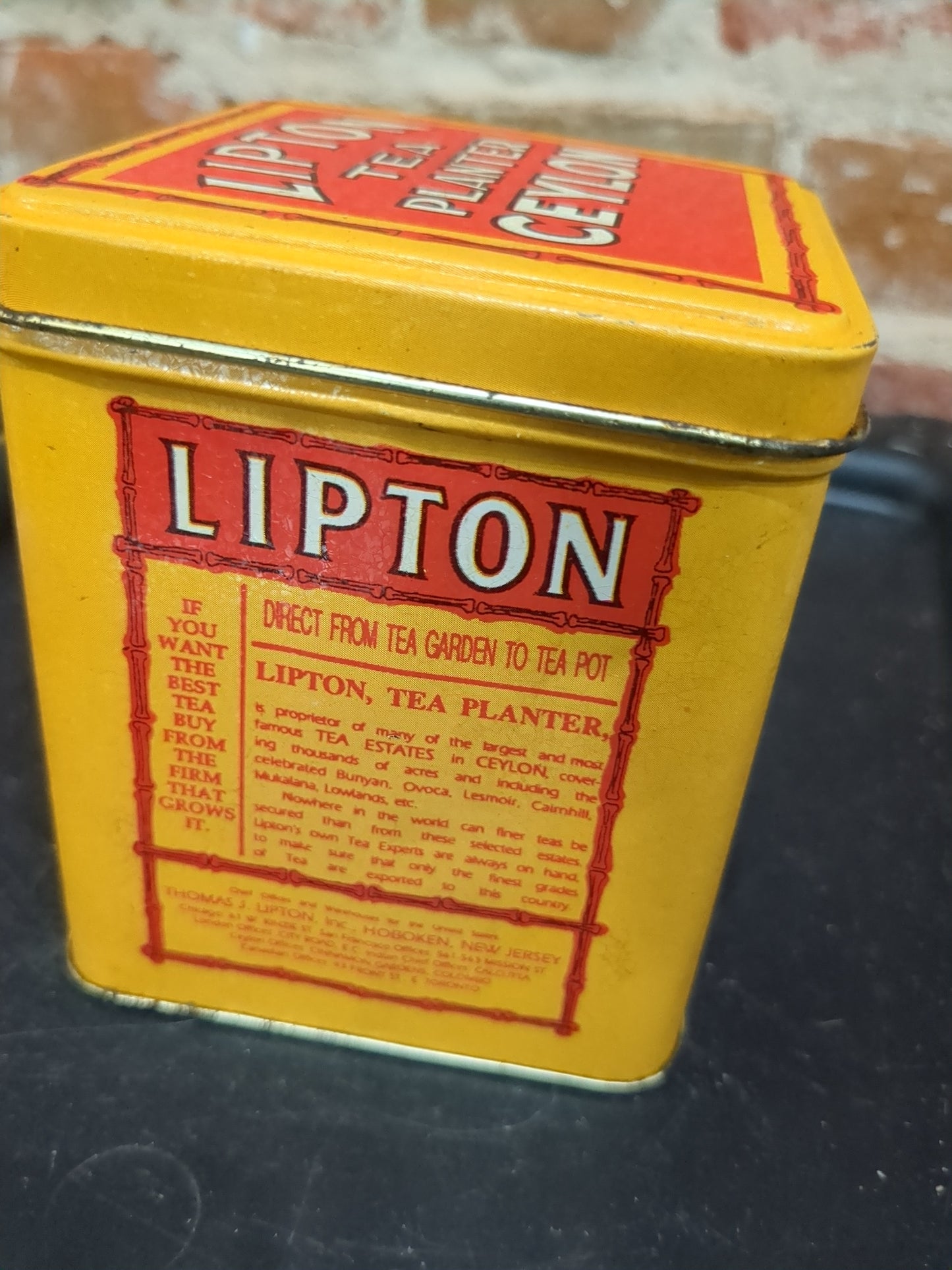 Vintage Bristol Ware Lipton Tea Bag Planter Ceylon Collectible Advertising Tin tin793
