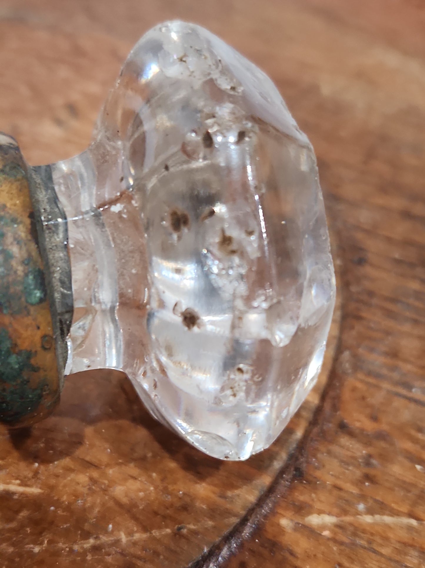Antique UNMATCHING Glass and Metal Door Knobs attached to a stem kn21