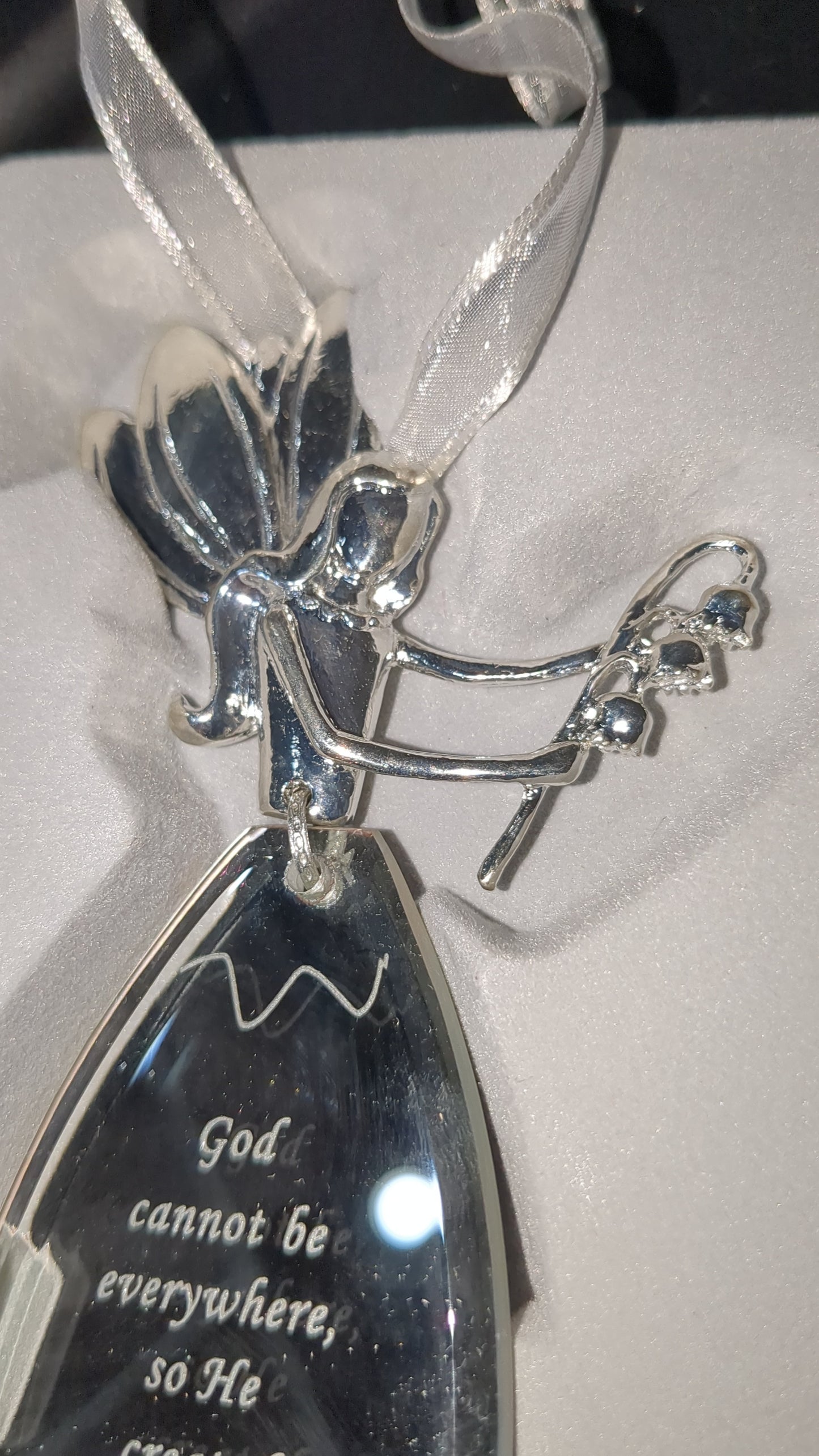 Angelic Reflection angel ornament "God cannot be everywhere, so He created mothers" ang66