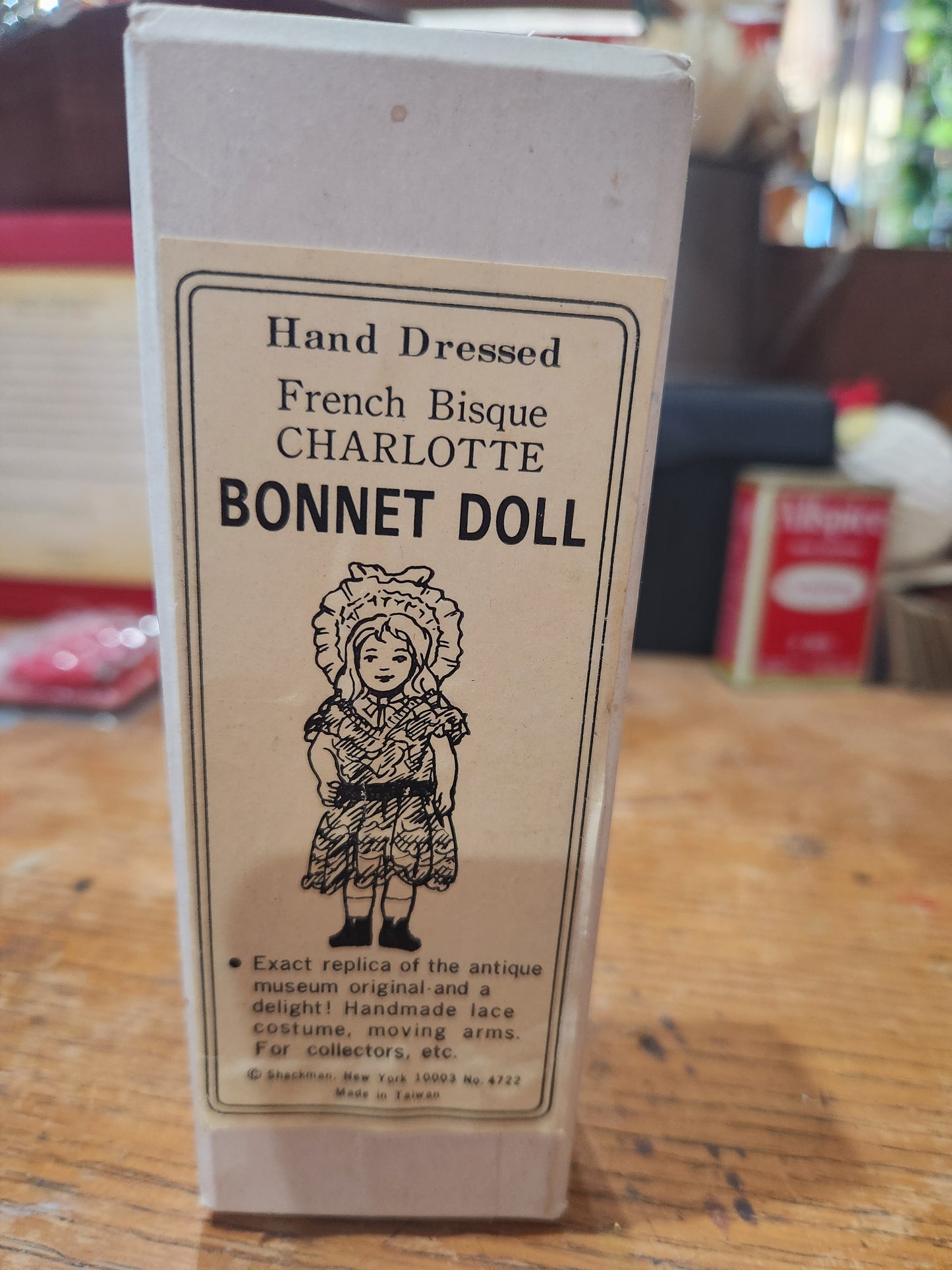Vintage Shackman French Bisque Bonnet Doll in original box Charlotte doll87