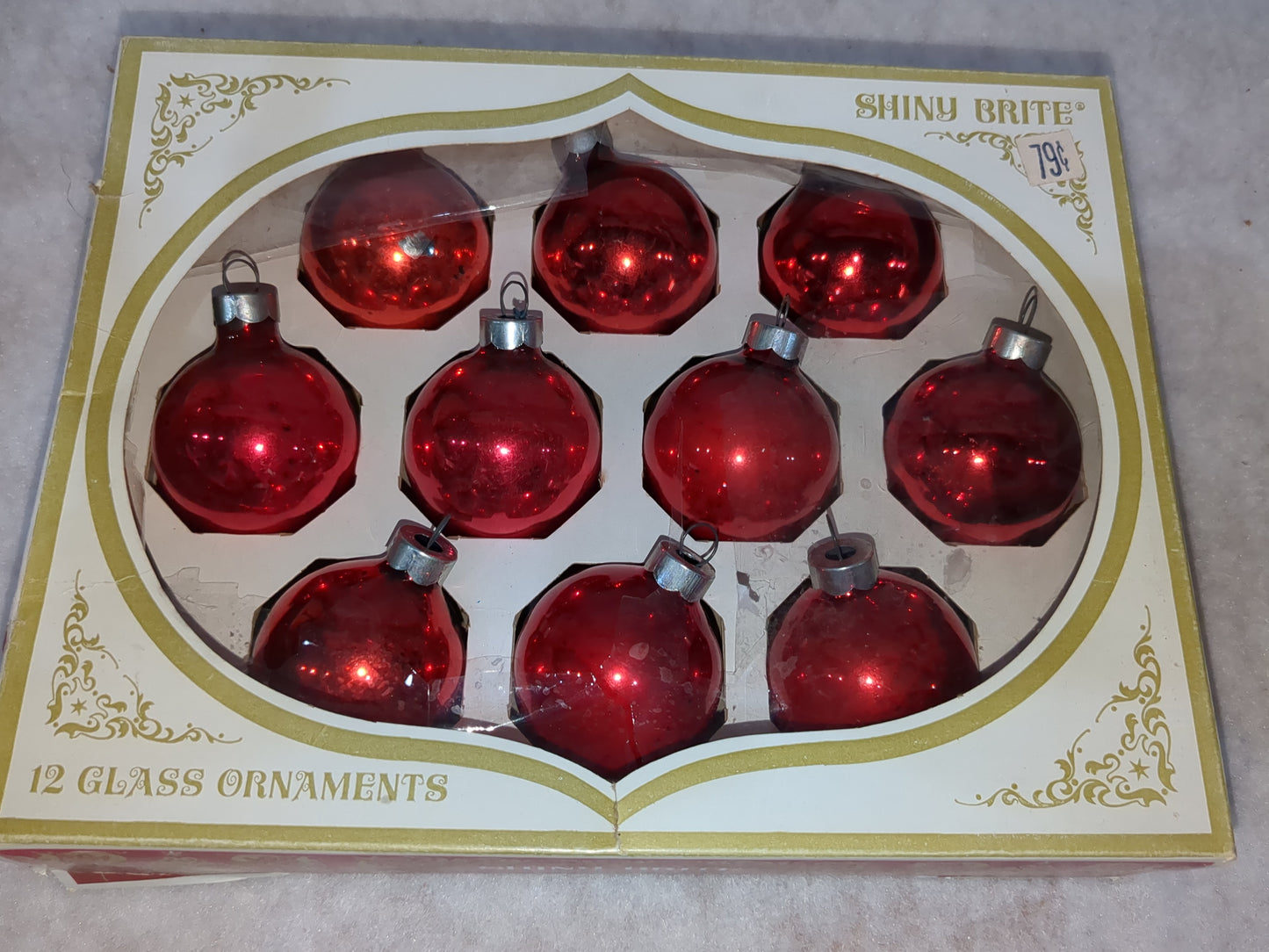 Box of Shiny Brite red ornament 1 1/2" box99