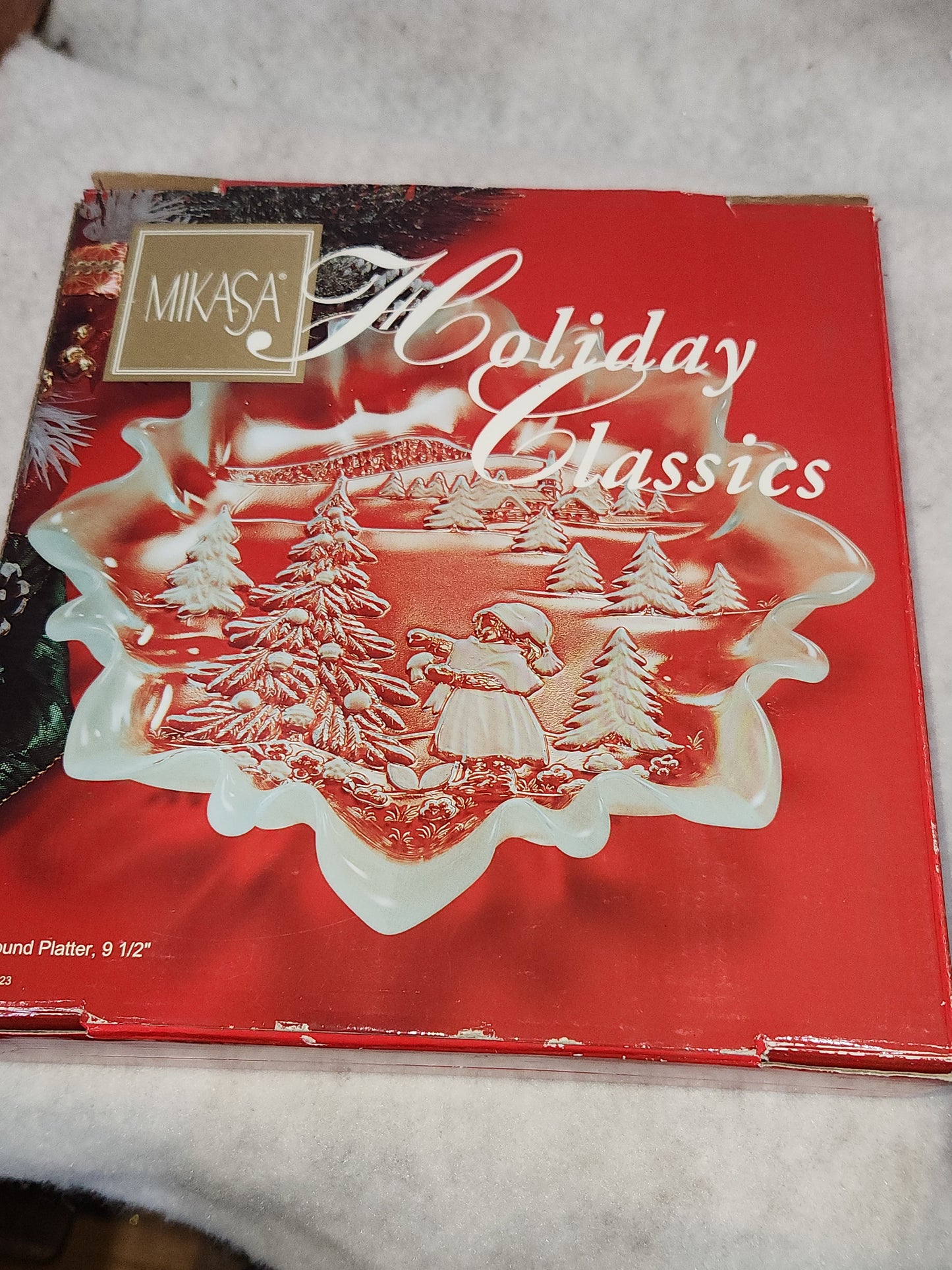 Vintage Mikasa Holiday Classics Christmas Platter Frosted Christmas Platter NIB mk29