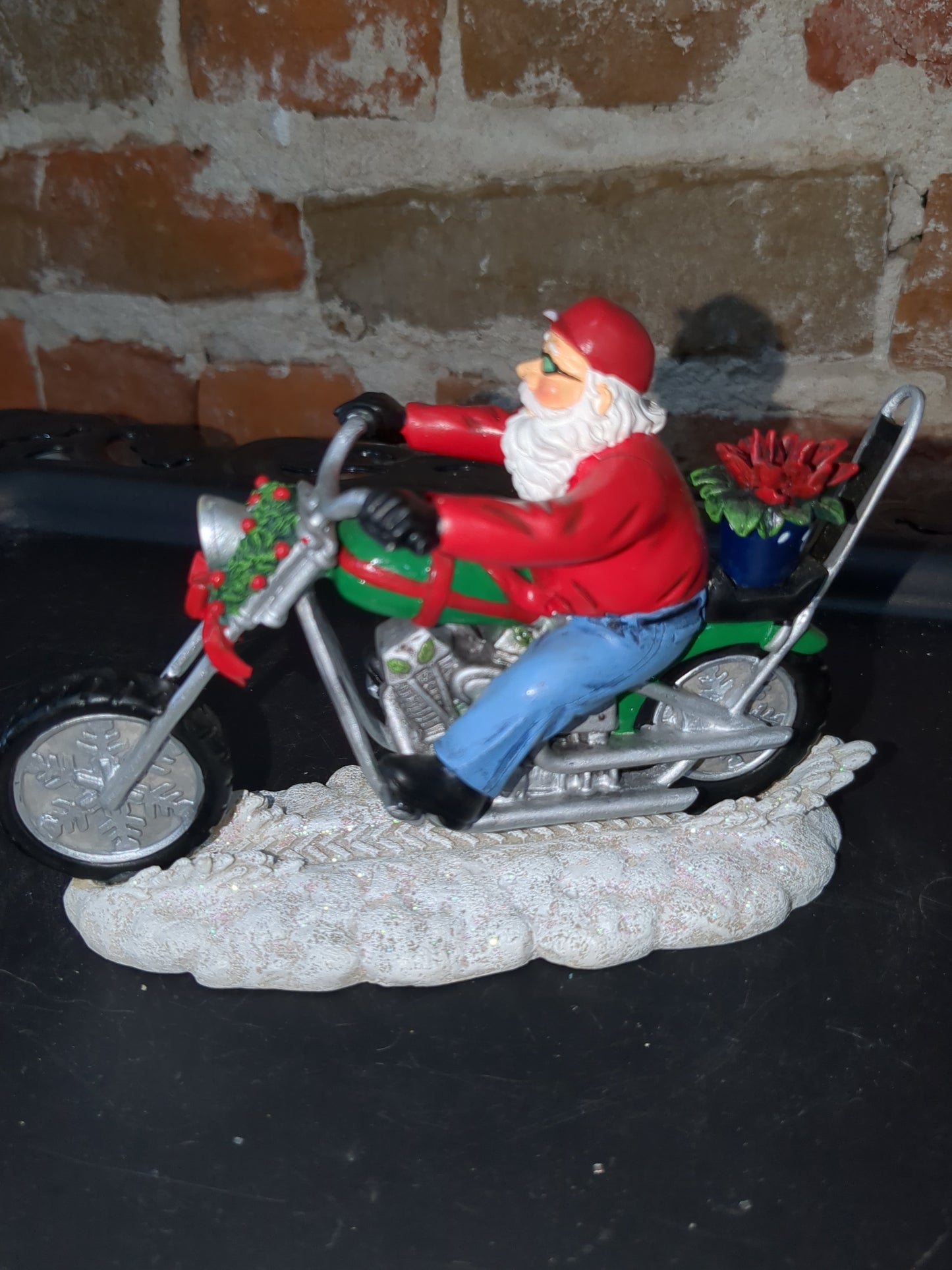 Christmas Limited Edition Rebel Without A Claus motorcycle Figurine "Holly Jolly Biker" by Hamilton r2