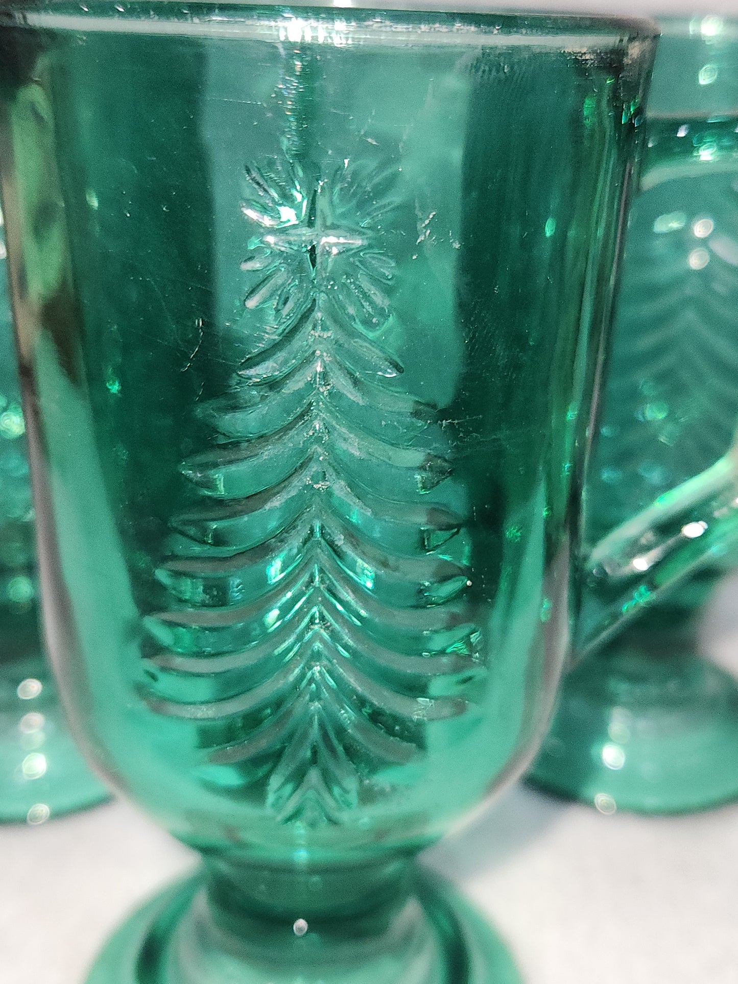 Vintage Indiana Glass Evergreen Tree Holiday Classic Footed Mug Set of 3 - 7oz mug5
