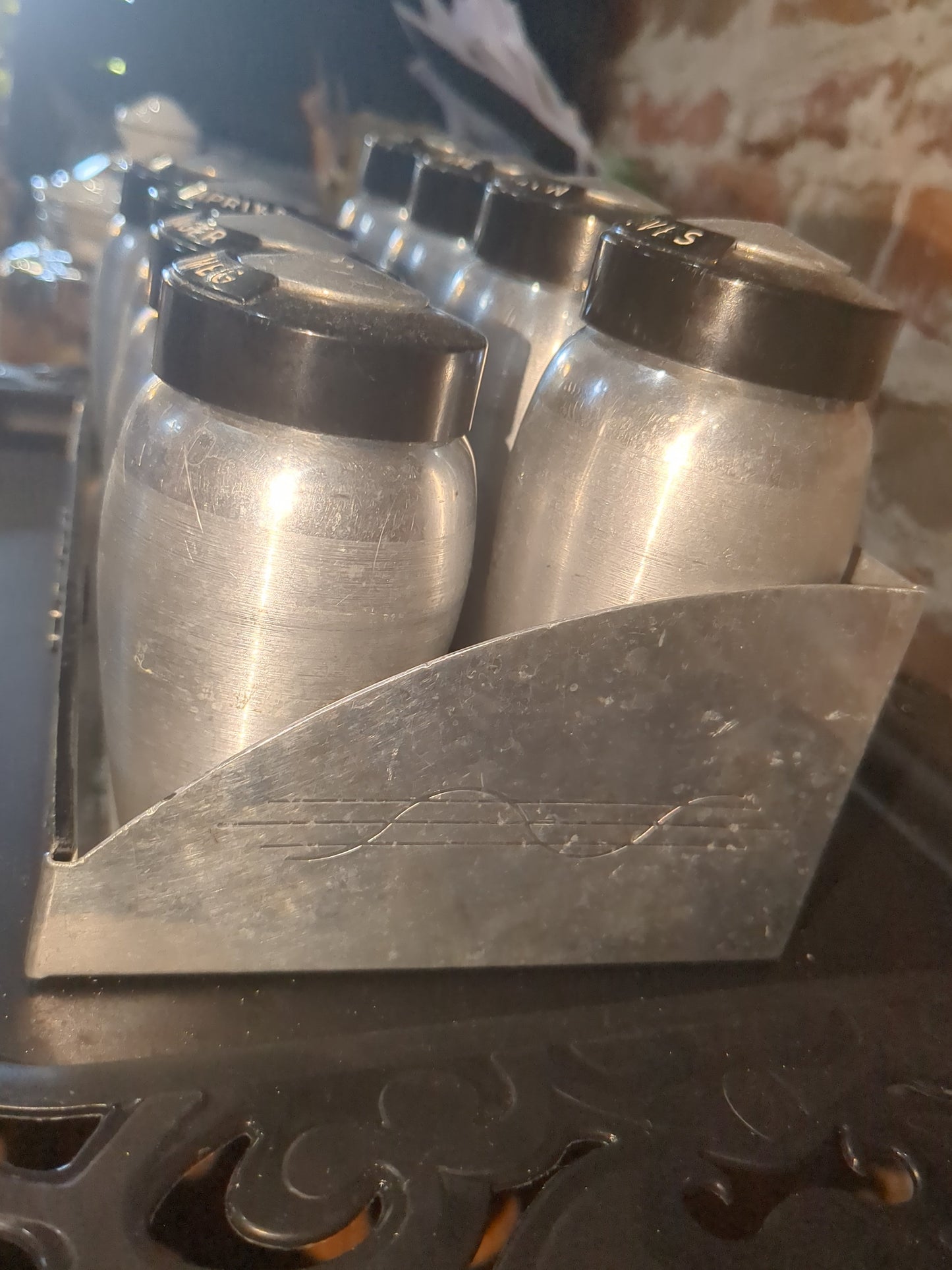 Kromex Vintage Aluminum Spice Set With Rare Flour And Sugar Shakers alum110
