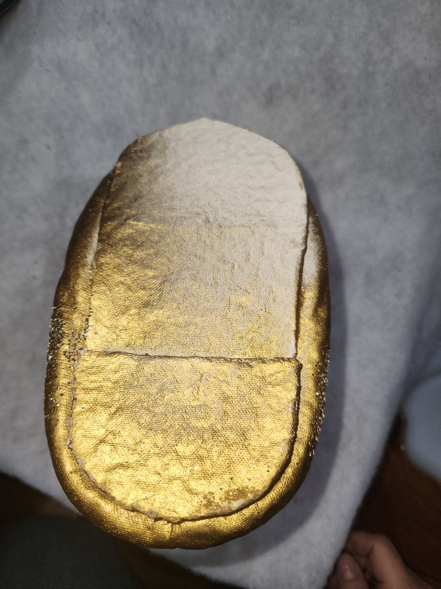 Vintage Gold Glittered paper mache Santa boot Velvet leaves pinecone chr609