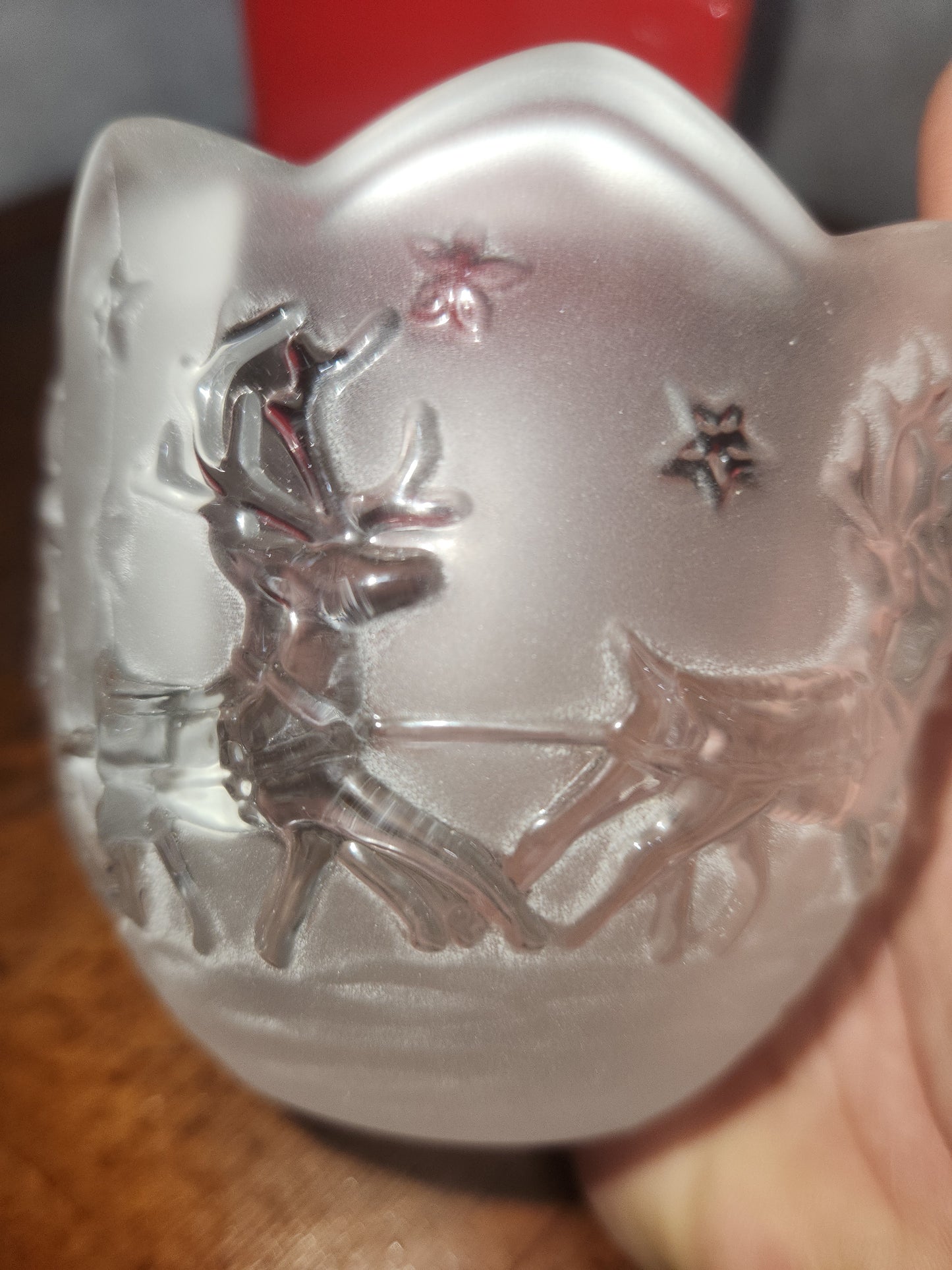 chr220 Mikasa Holiday Classics frosted glass "Silent Night" candle holder