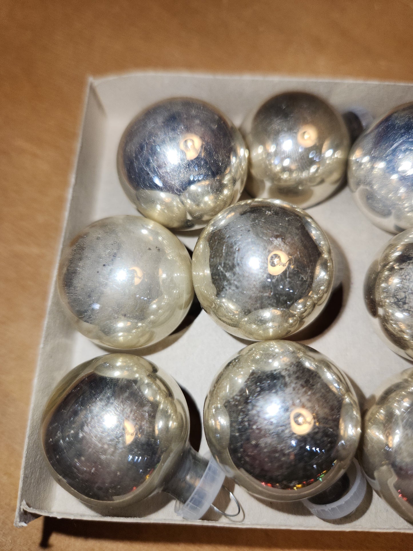 Vintage Mercury Glass Feather Tree Ornaments 24 Pieces Plastic Tops