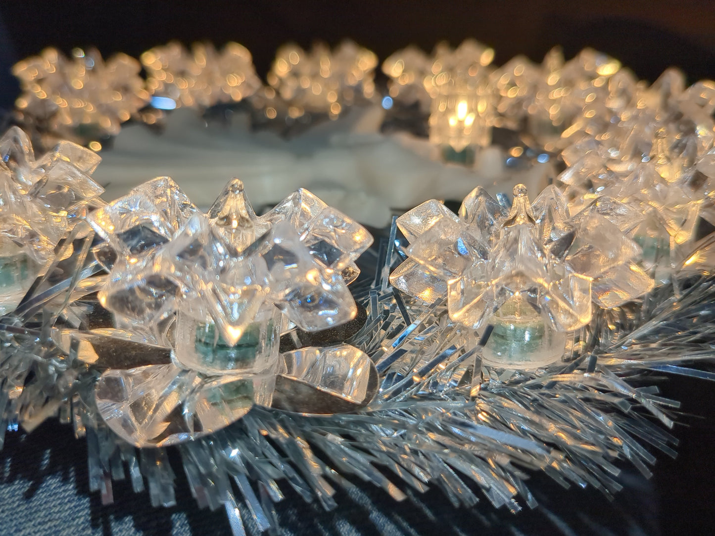 111 Vintage Merry Brite 11- Light Tree Topper Silver tinsel White Angel works tt236