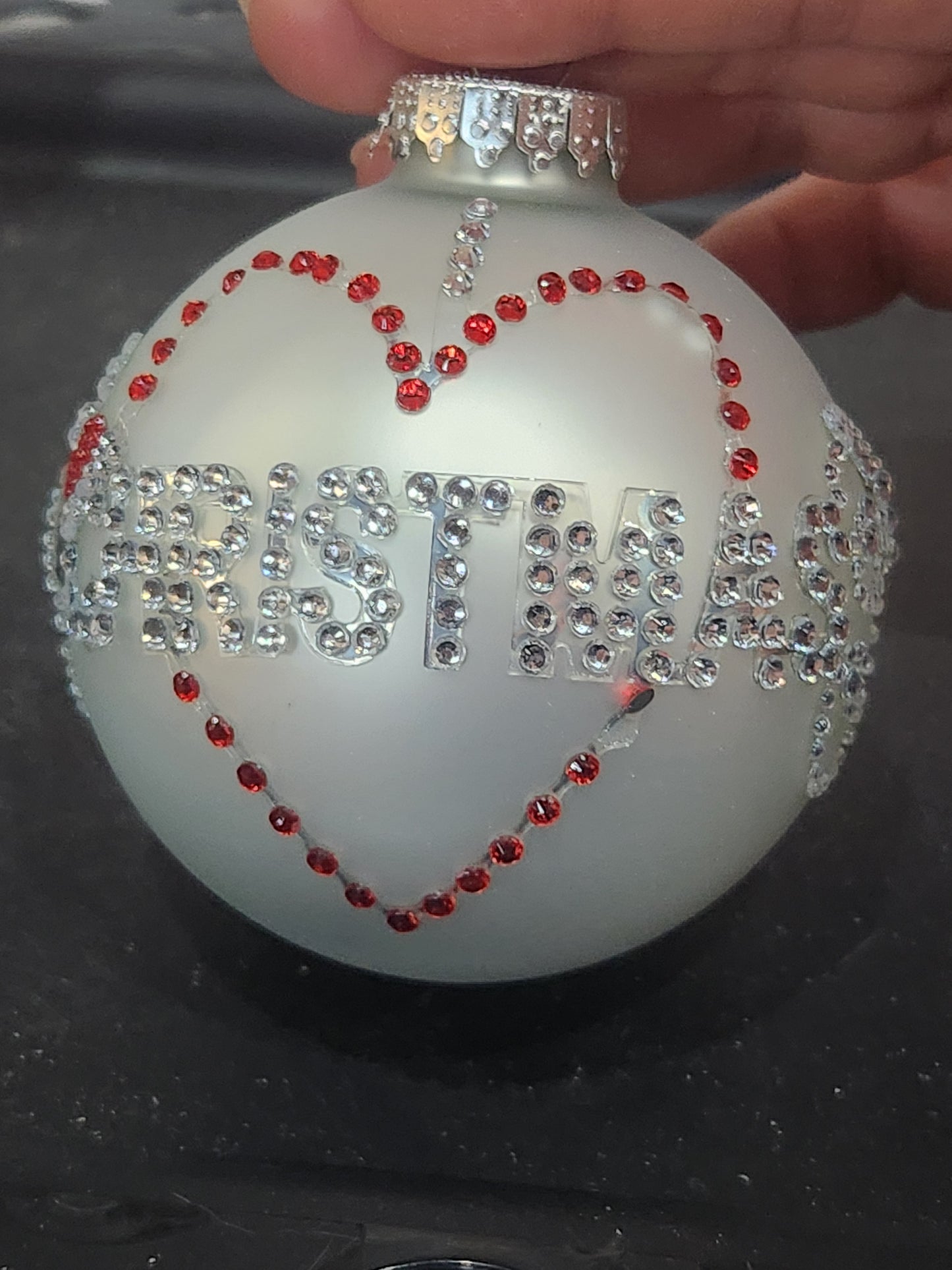 I love Christmas Bling by Krebs glass Chrristmas ornament